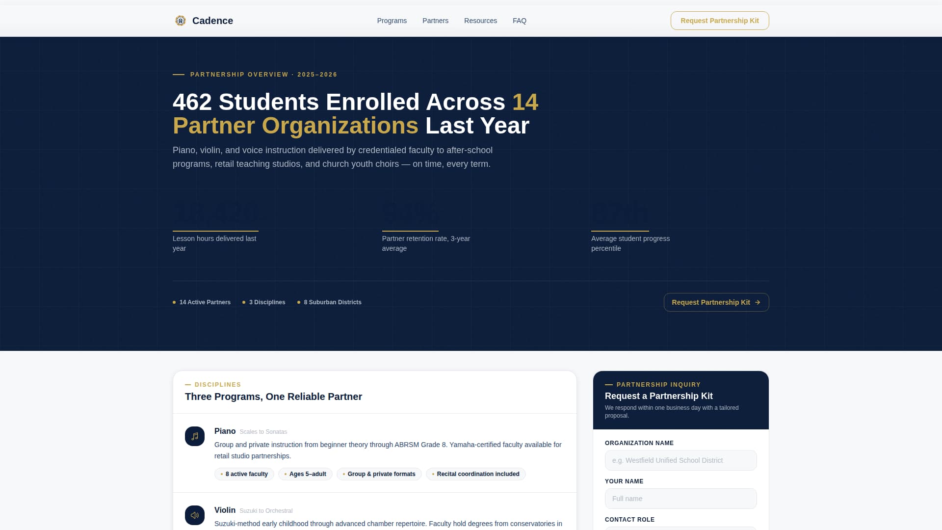 Cadence - Authoritative Musicteacher Landing Page Template