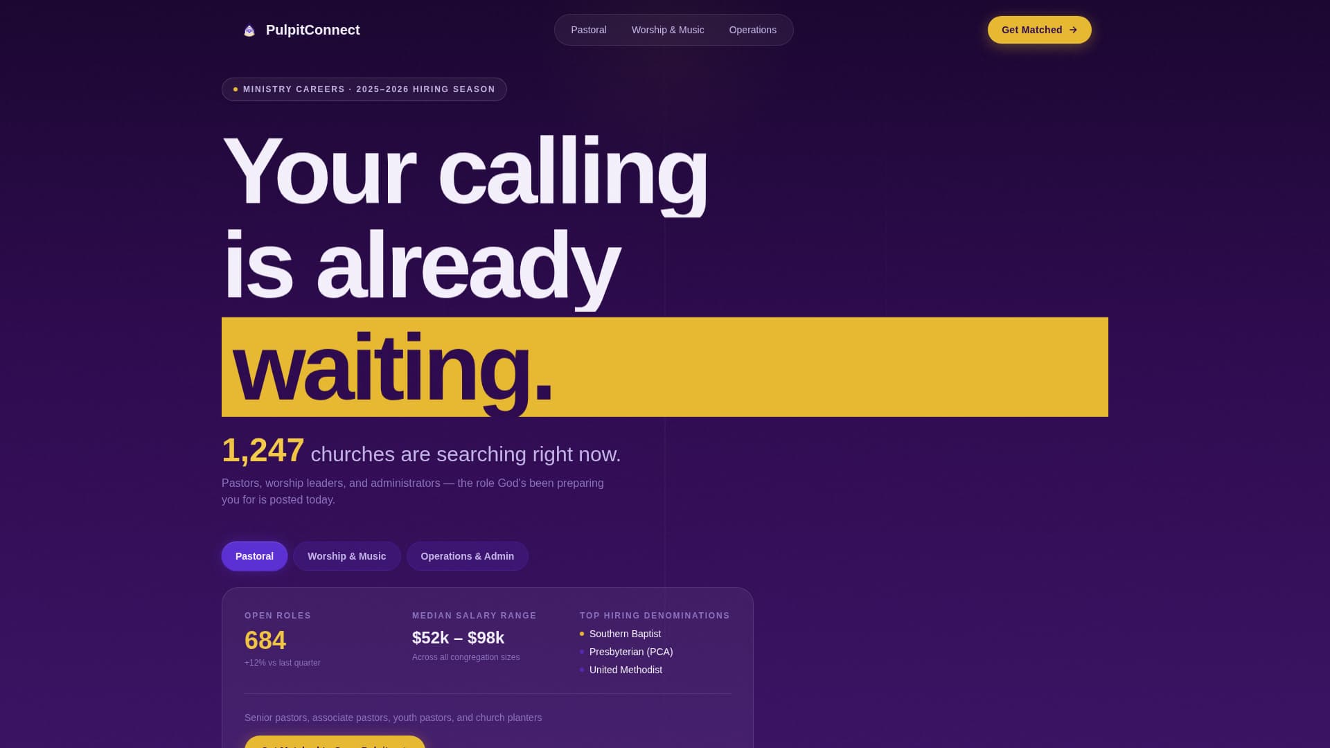 Church & Religious Org Careers Website Template