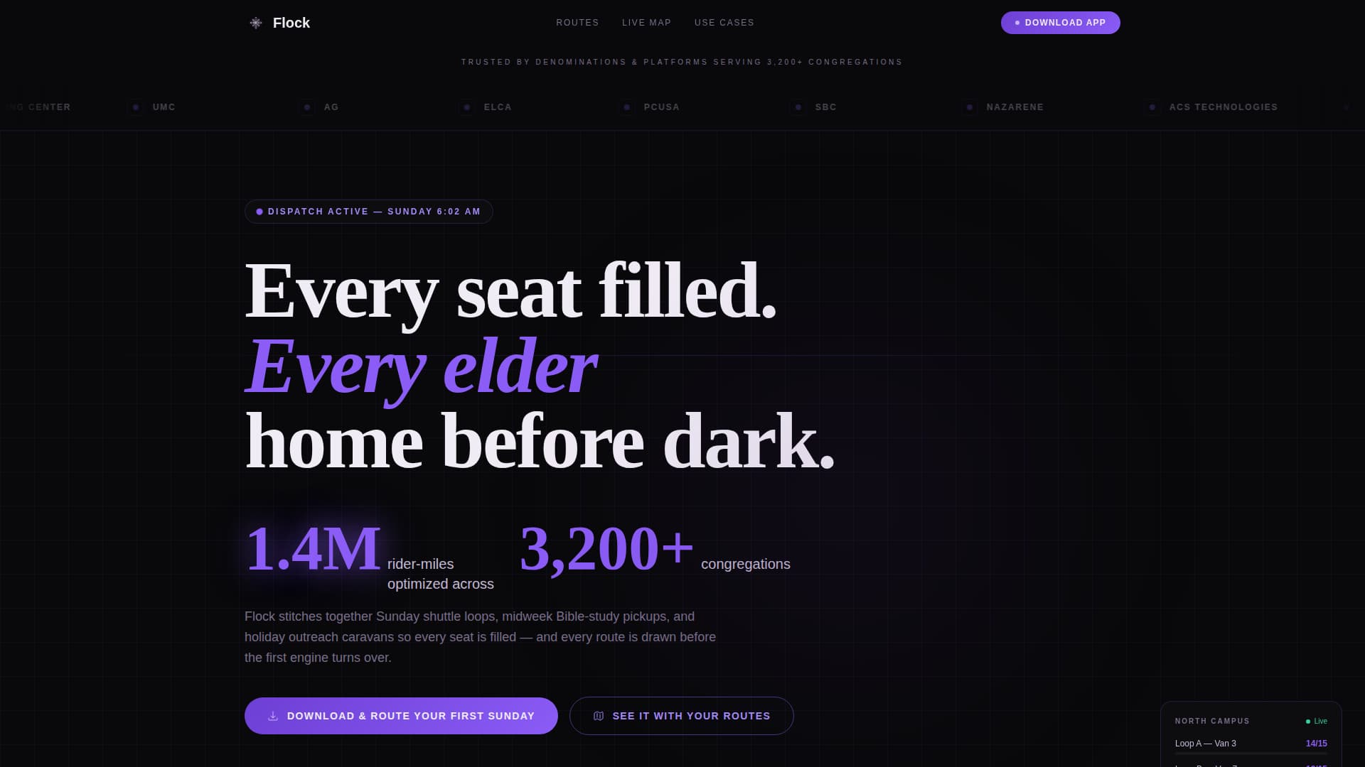Flock - Powerful Church Transportation Landing Page Template