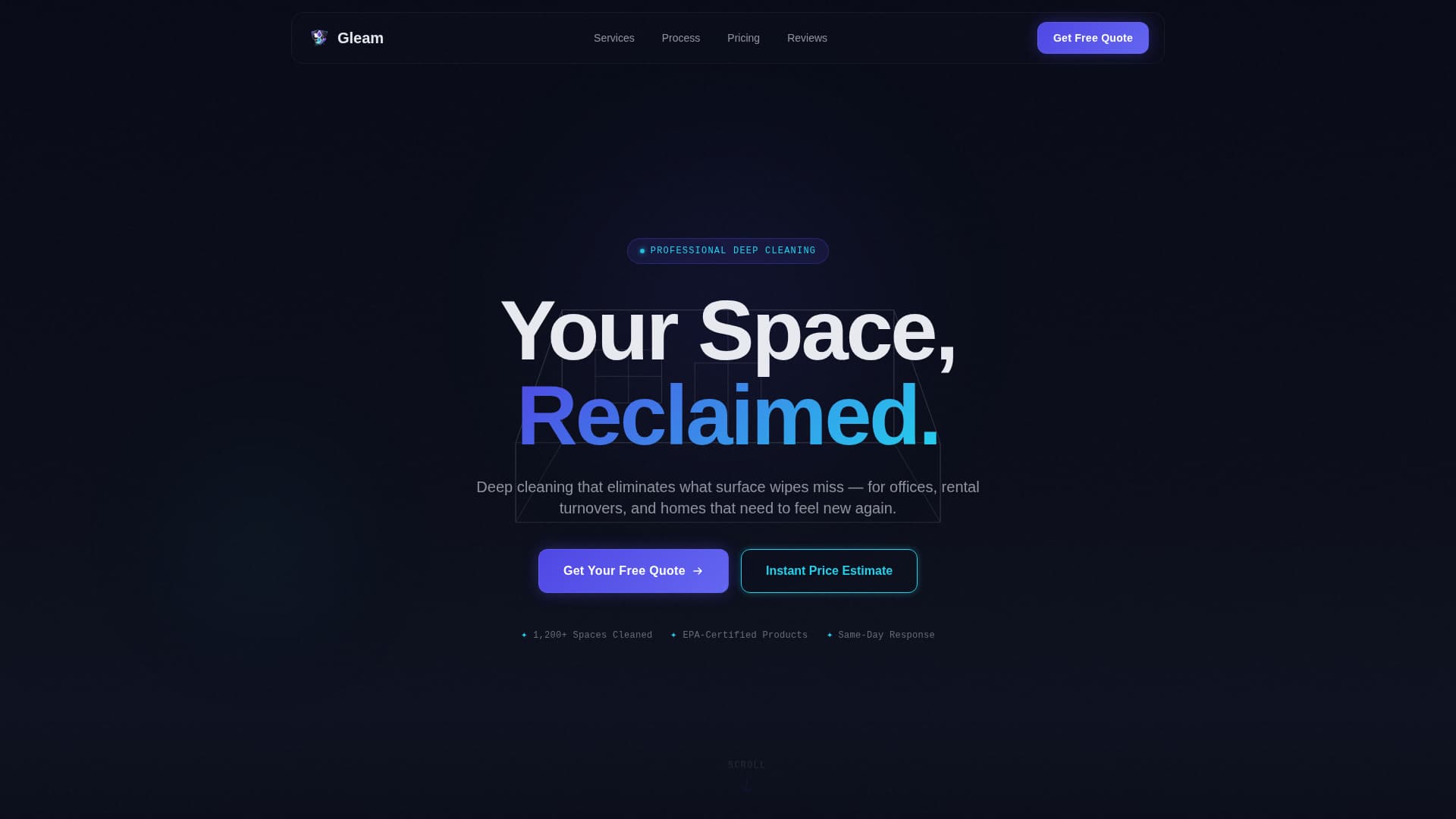 Futuristic Cleaning Service Tech Website Template