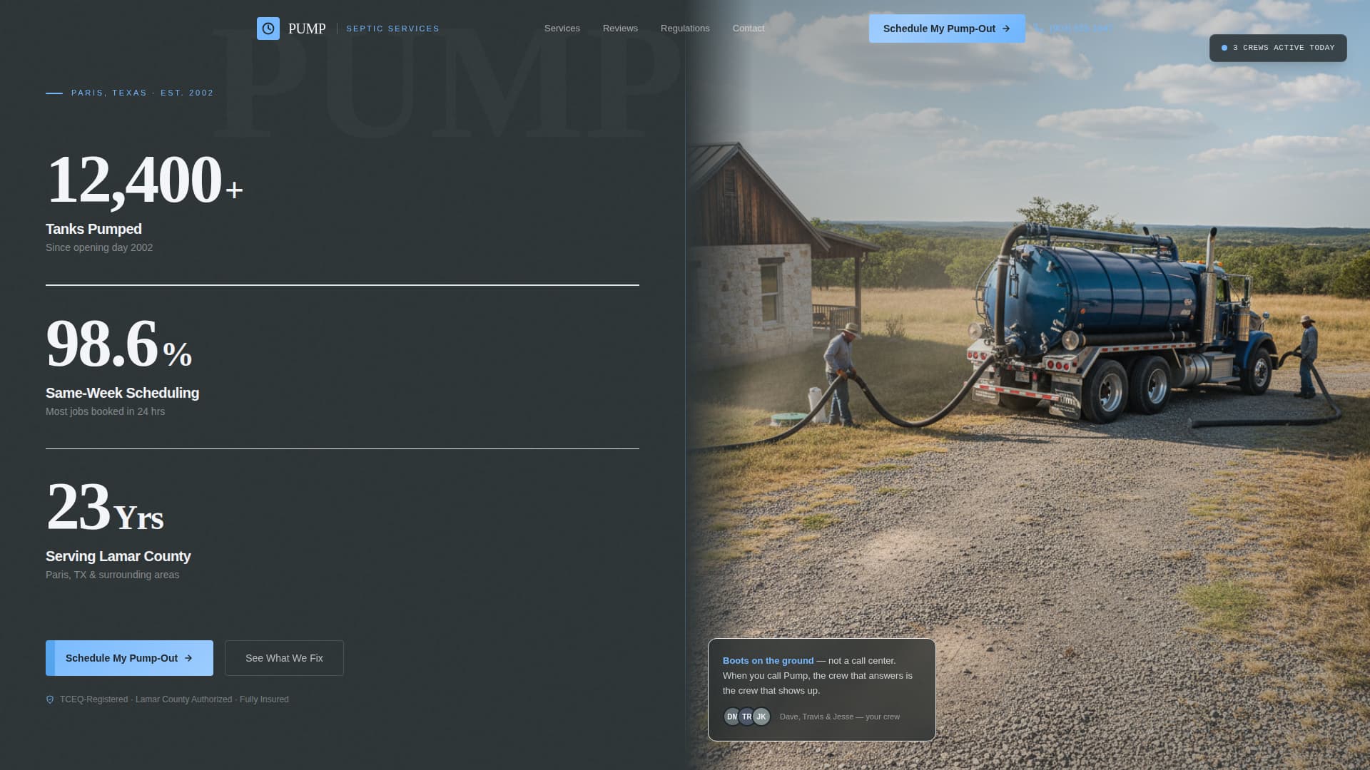 Pumpout - Authoritative Septic Landing Page Template