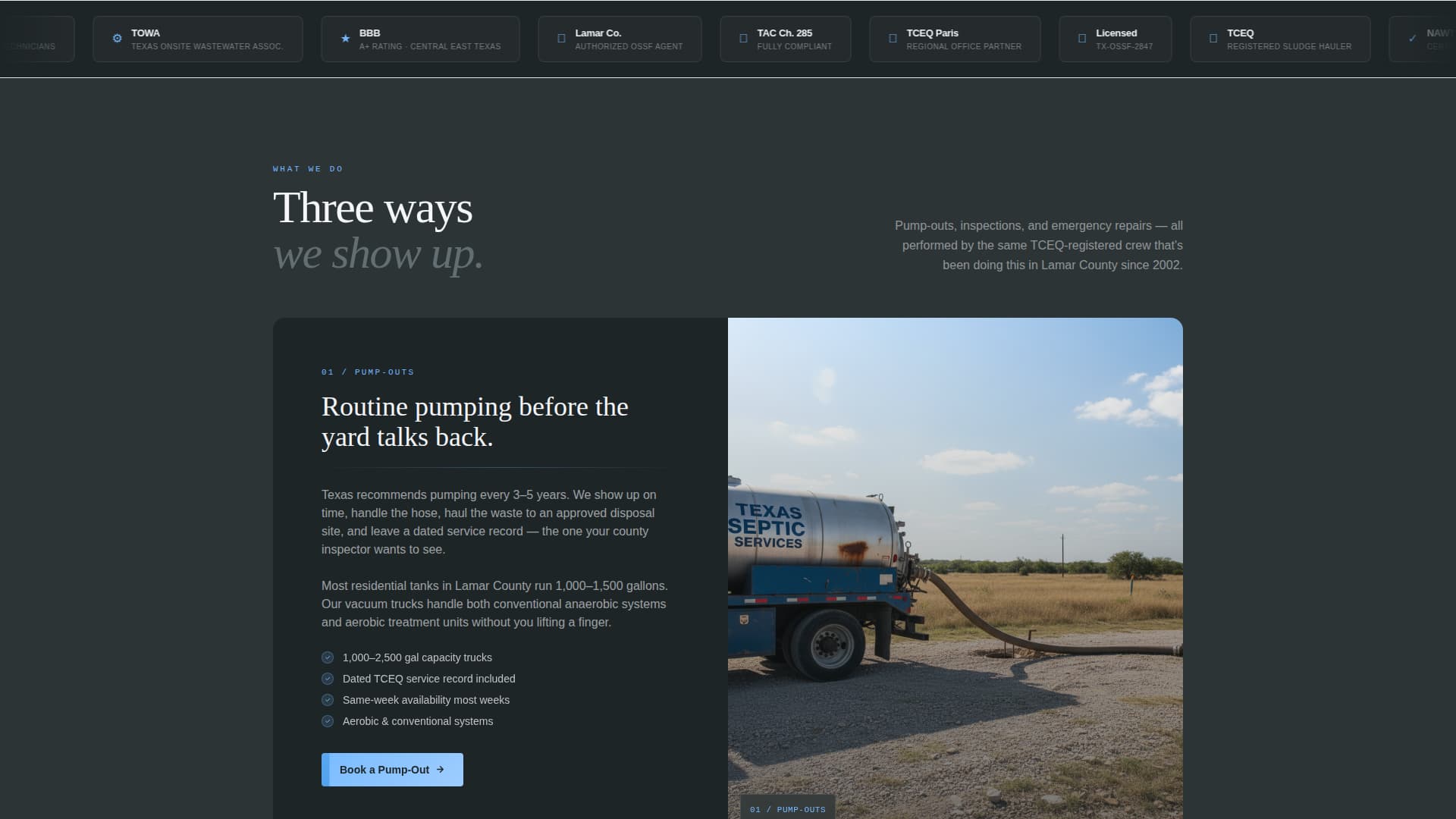 Pumpout - Authoritative Septic Landing Page Template