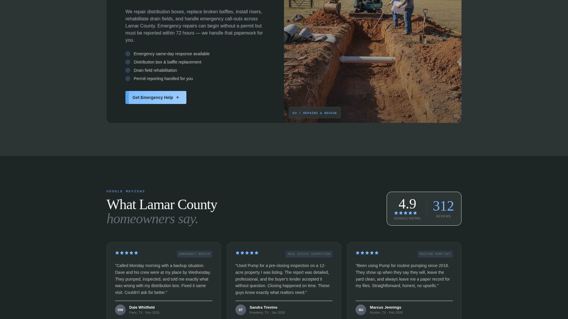 Pumpout - Authoritative Septic Landing Page Template