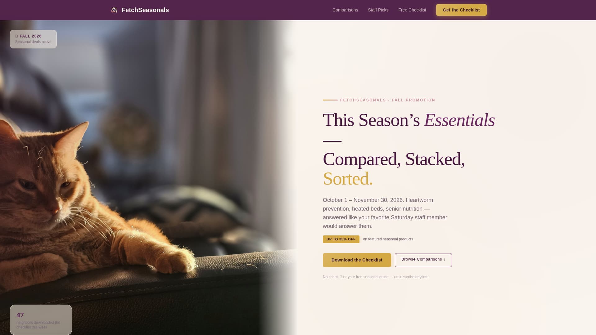 Fetch - Seasonal Petcare Landing Page Template