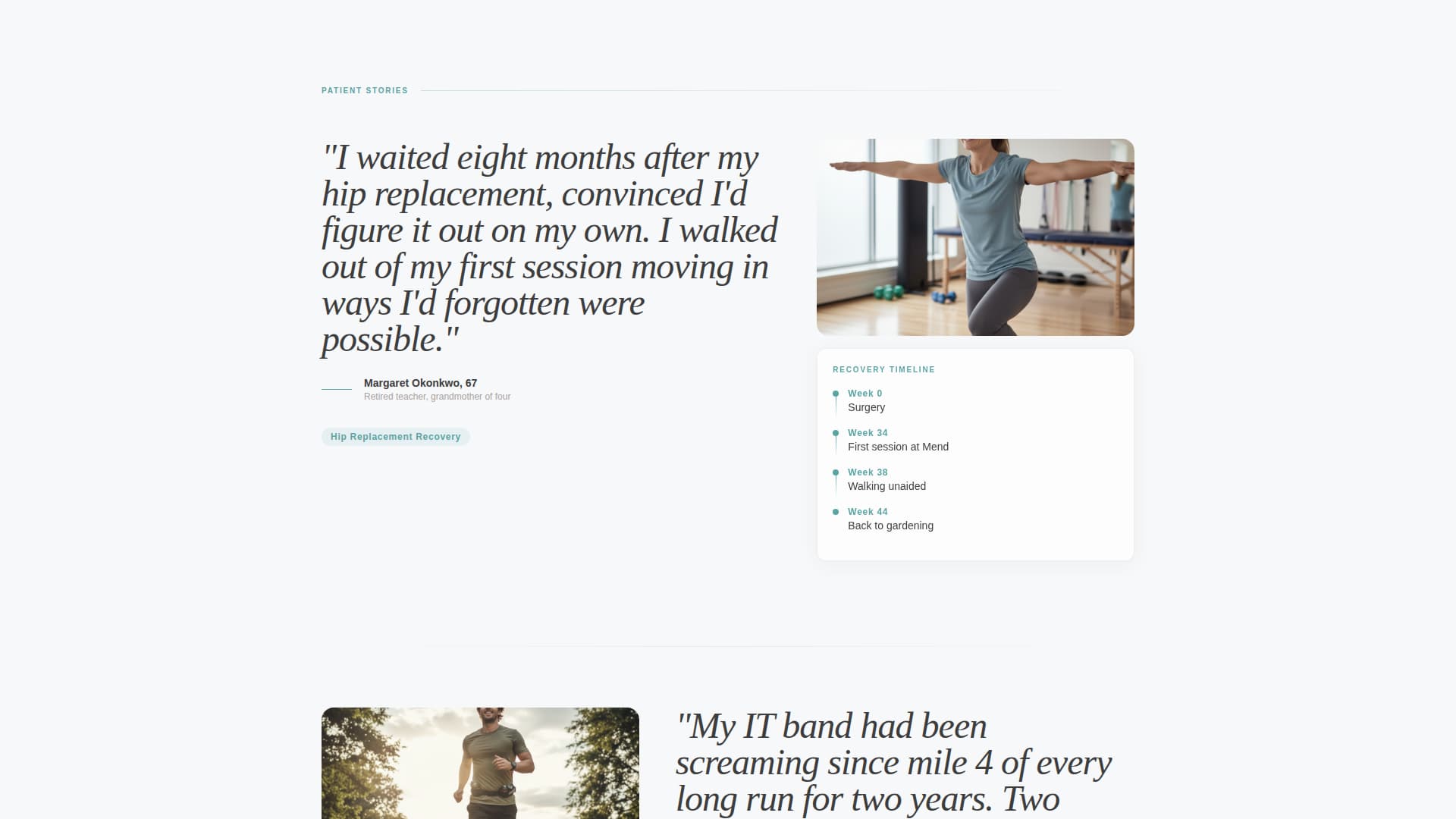 Mend - Restorative Physicaltherapist Landing Page Template