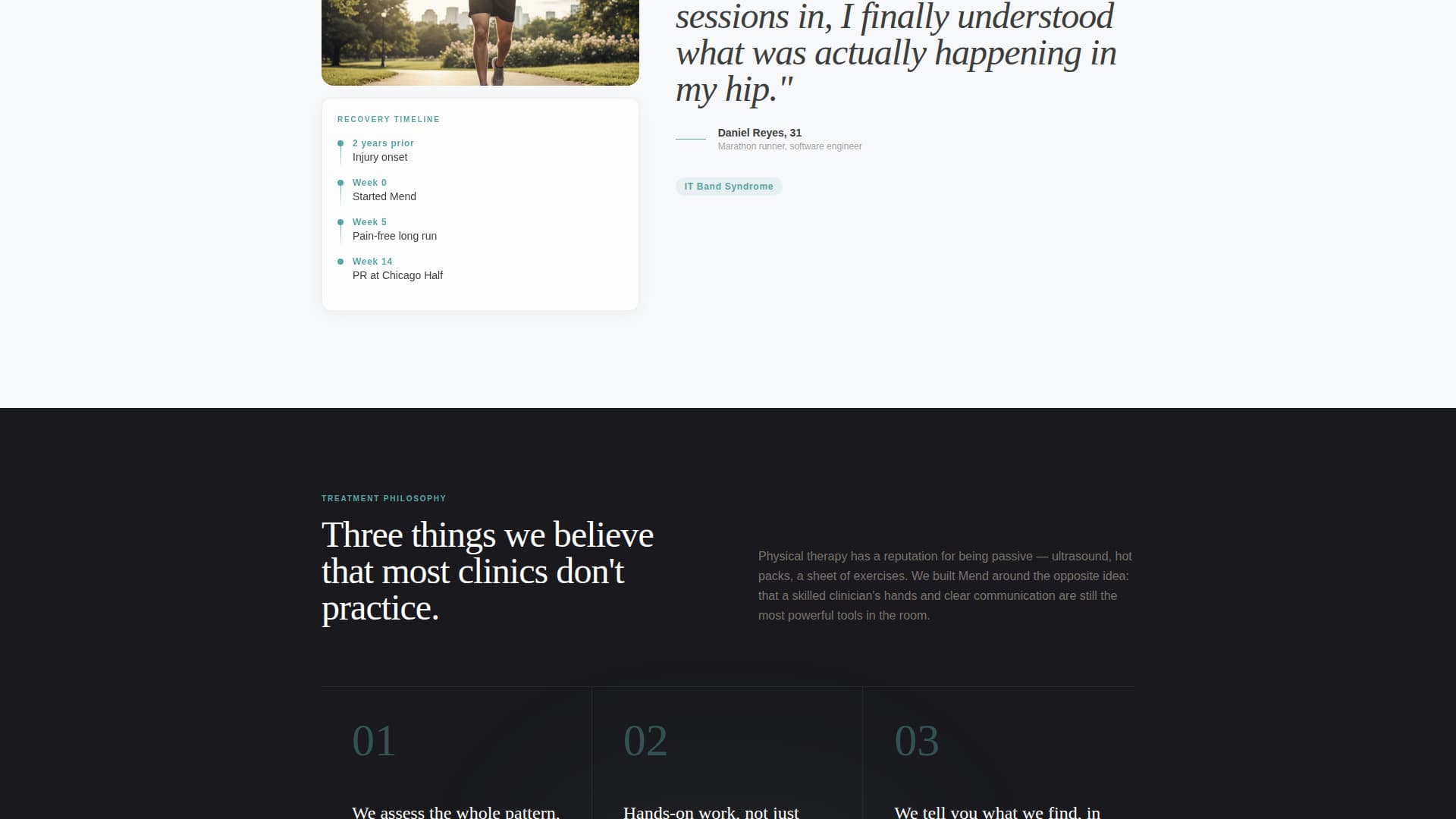 Mend - Restorative Physicaltherapist Landing Page Template