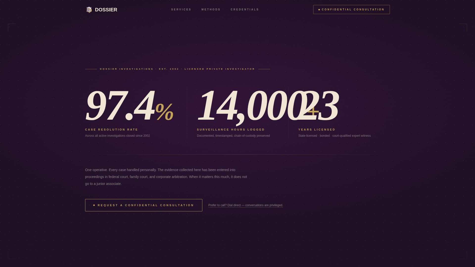 Dossier - Authoritative Investigation Landing Page Template