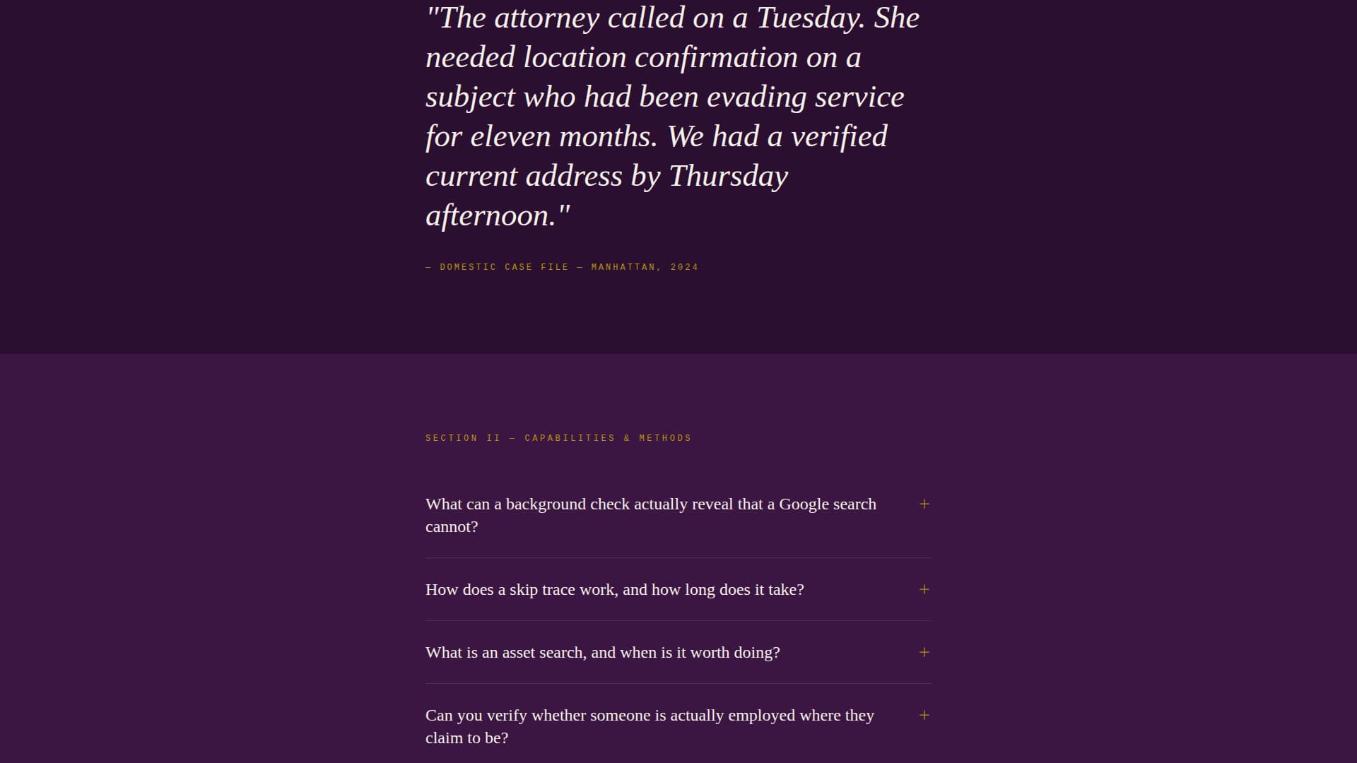 Dossier - Authoritative Investigator Landing Page Template