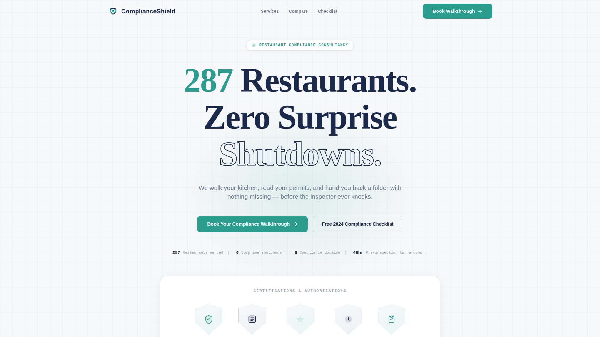 Comply - Authoritative Restaurantcompliance Landing Page Template