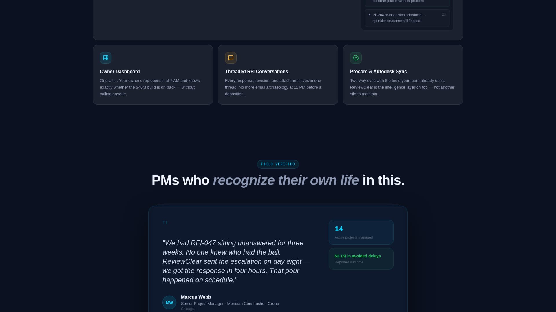 Construction Software & SaaS Reviews & Social Proof Website Template