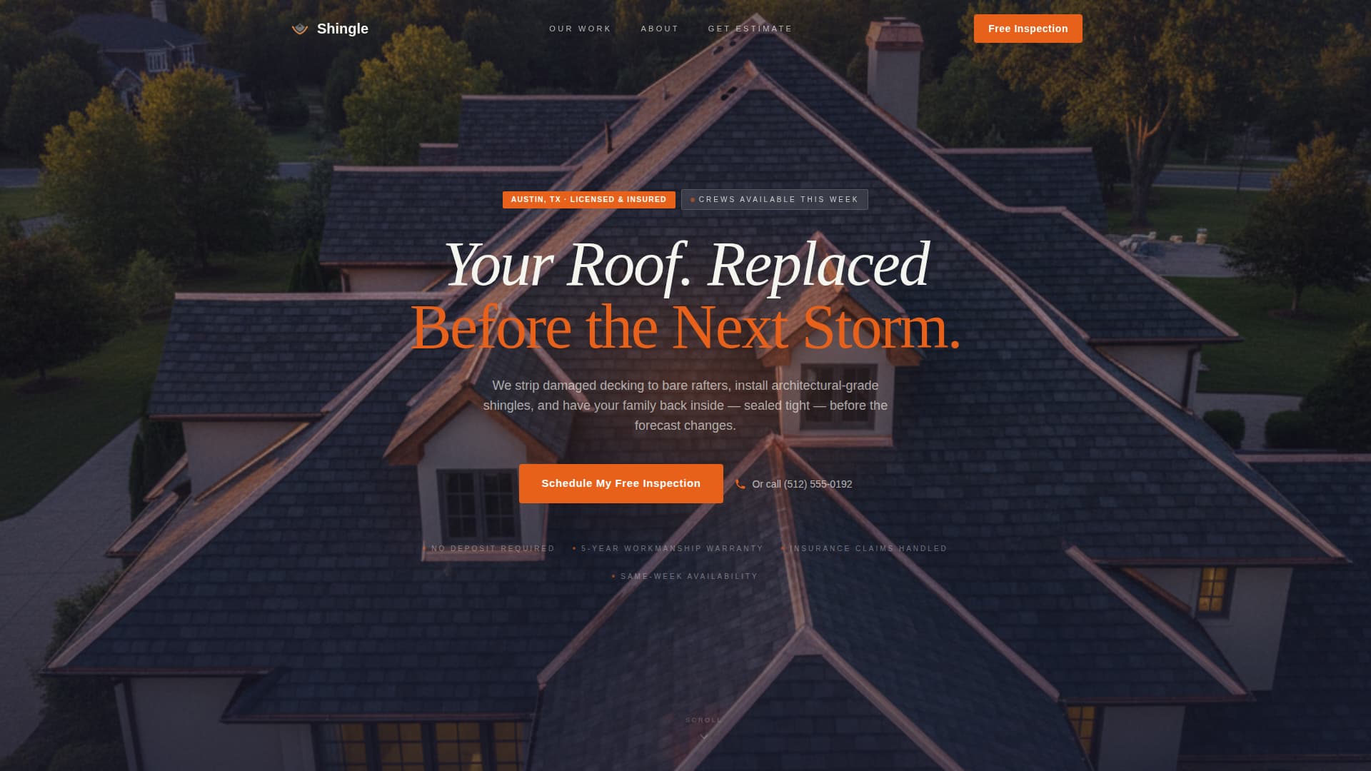 Roofer Marketing Appointment Booking Website Template
