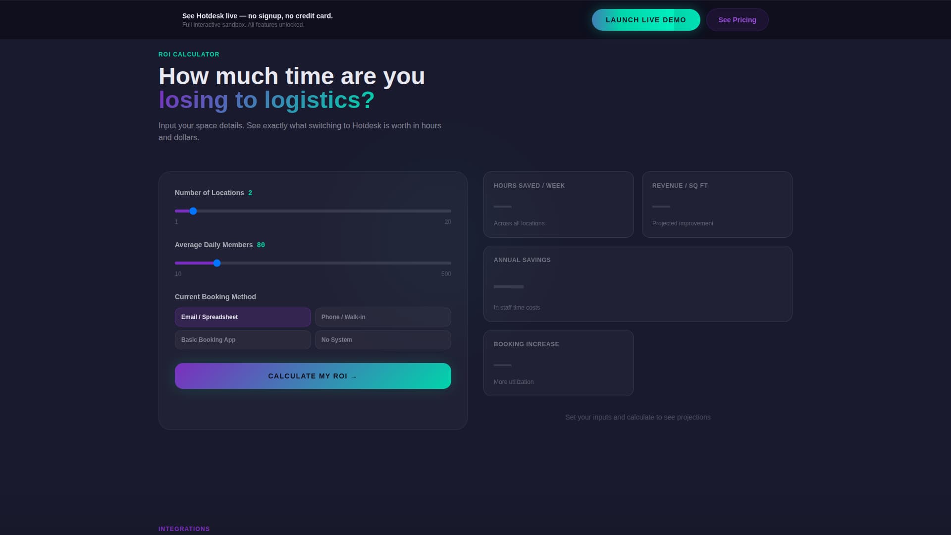Specialist Coworking Digital Presence Cost Estimator Website Template