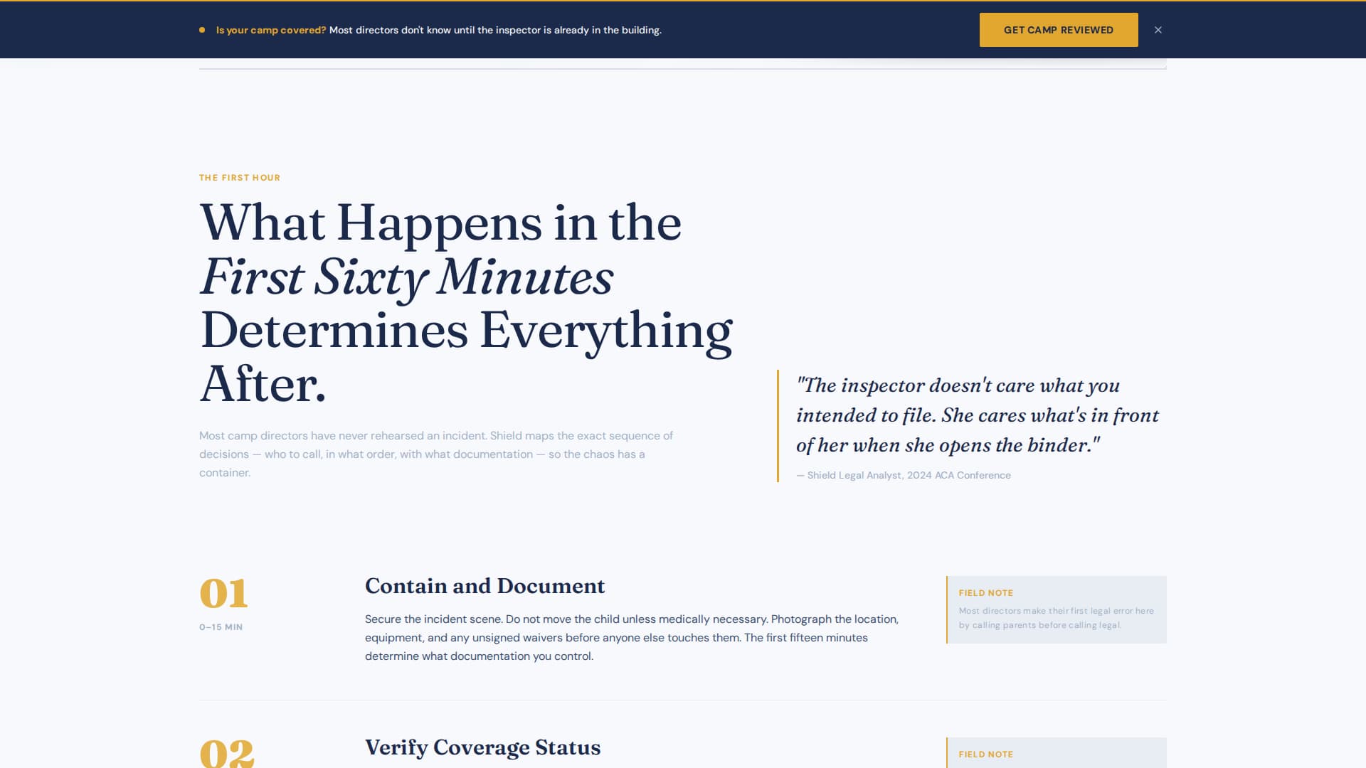 Shield - Authoritative Campsafety Landing Page Template