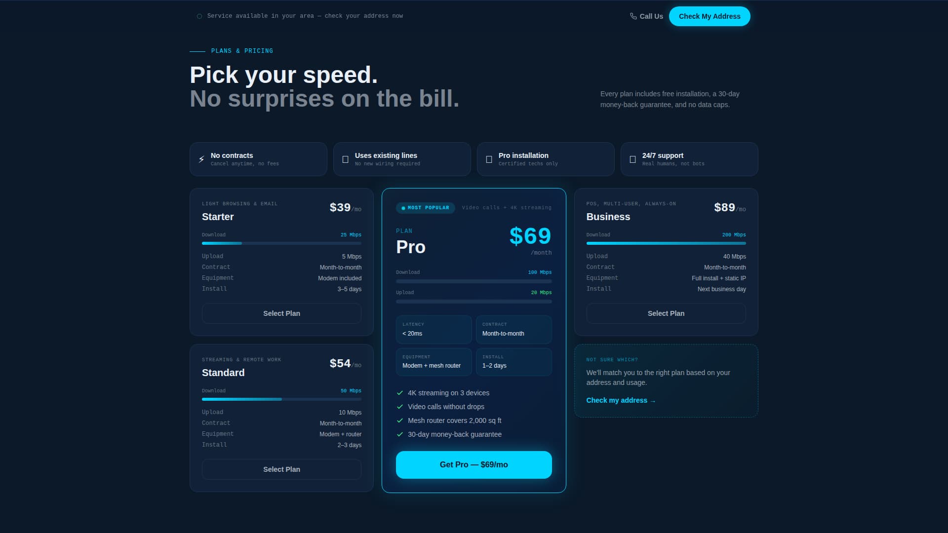 Specialist Internet Service Provider Pricing & Packages Website Template