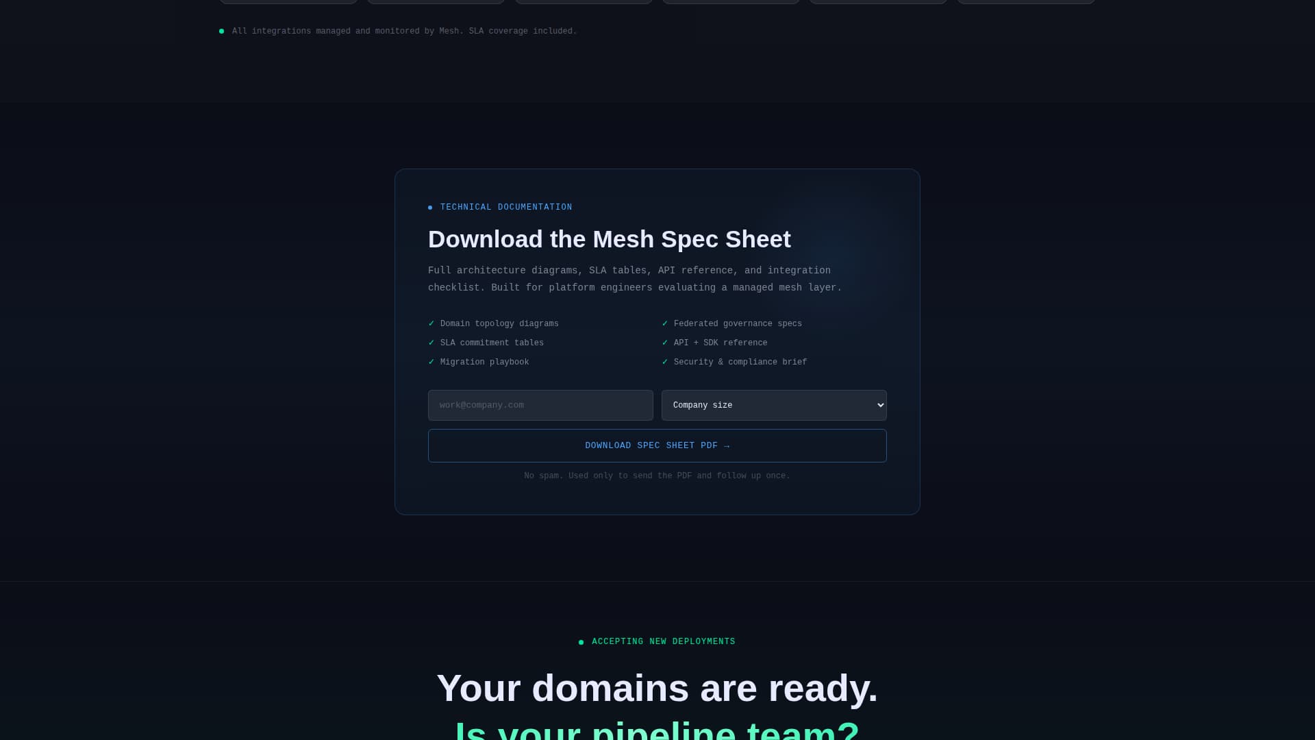 Specialist Data Mesh Technology Cost Estimator Website Template