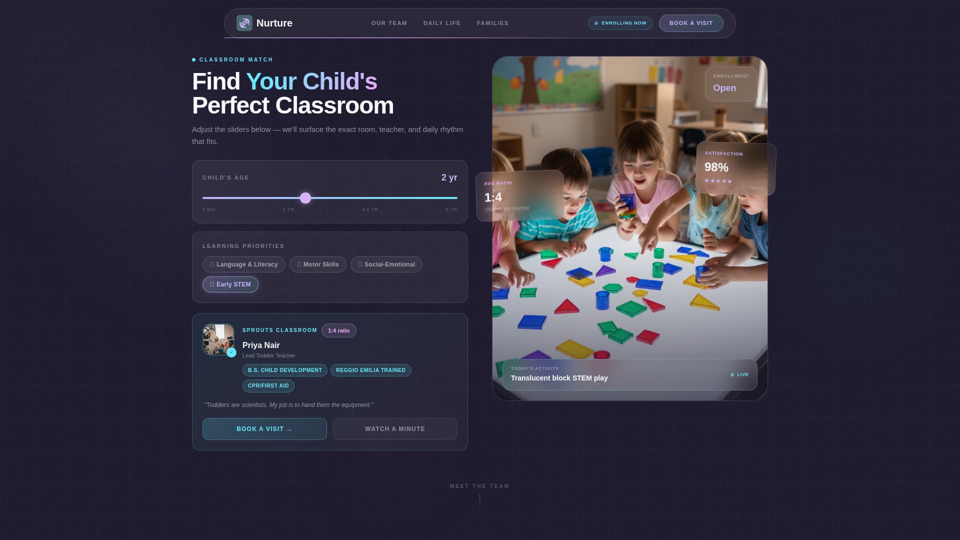 Nurture - Innovative Childcare Landing Page Template