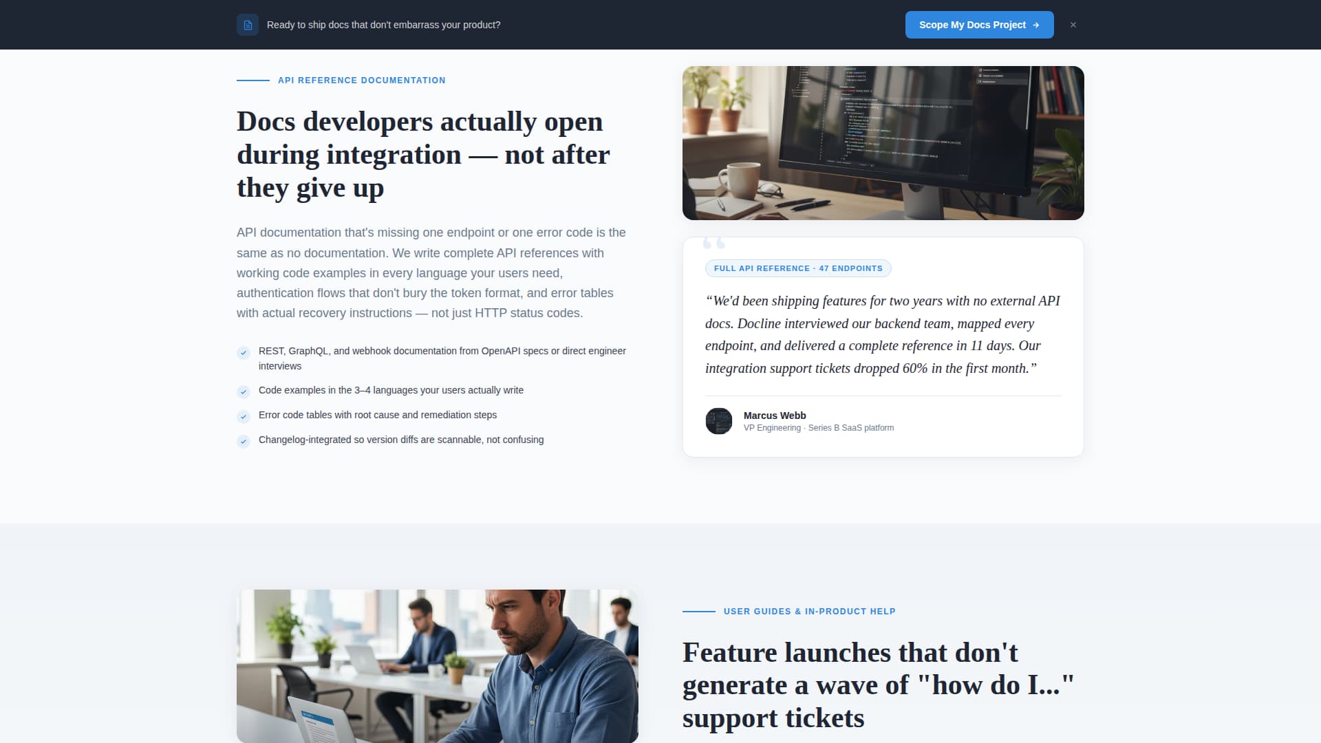 Technical Writer Reviews & Social Proof Website Template