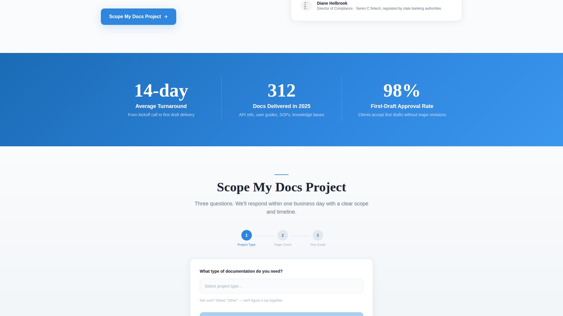 Technical Writer Reviews & Social Proof Website Template