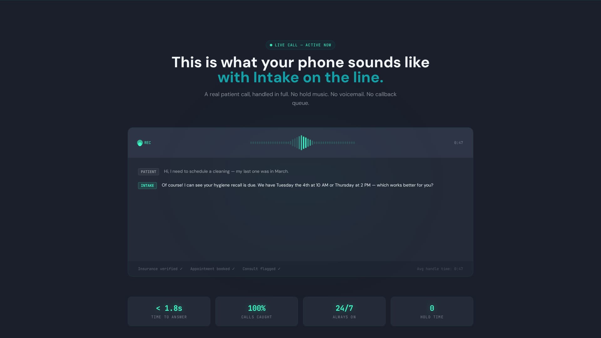 Intake - Powerful DentalAI Landing Page Template