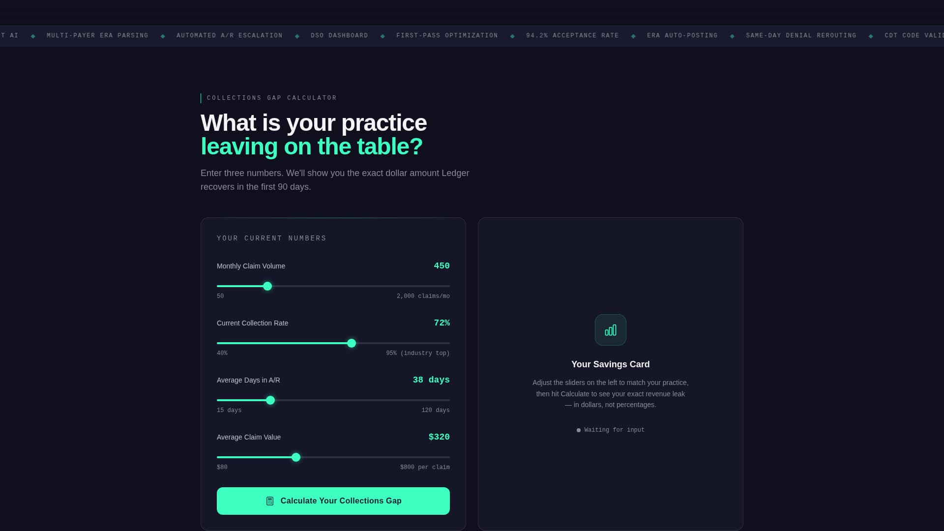 Ledger - Powerful Dental Billing Landing Page Template