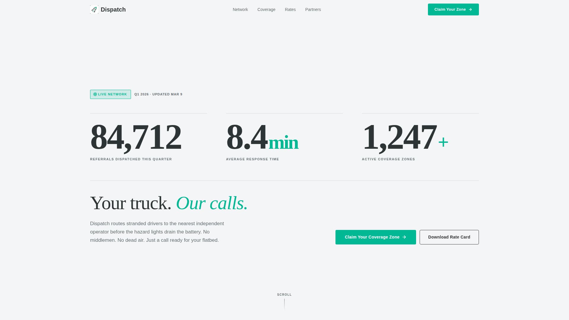 Dispatch — Rapid Tow Truck Service Landing Page Template
