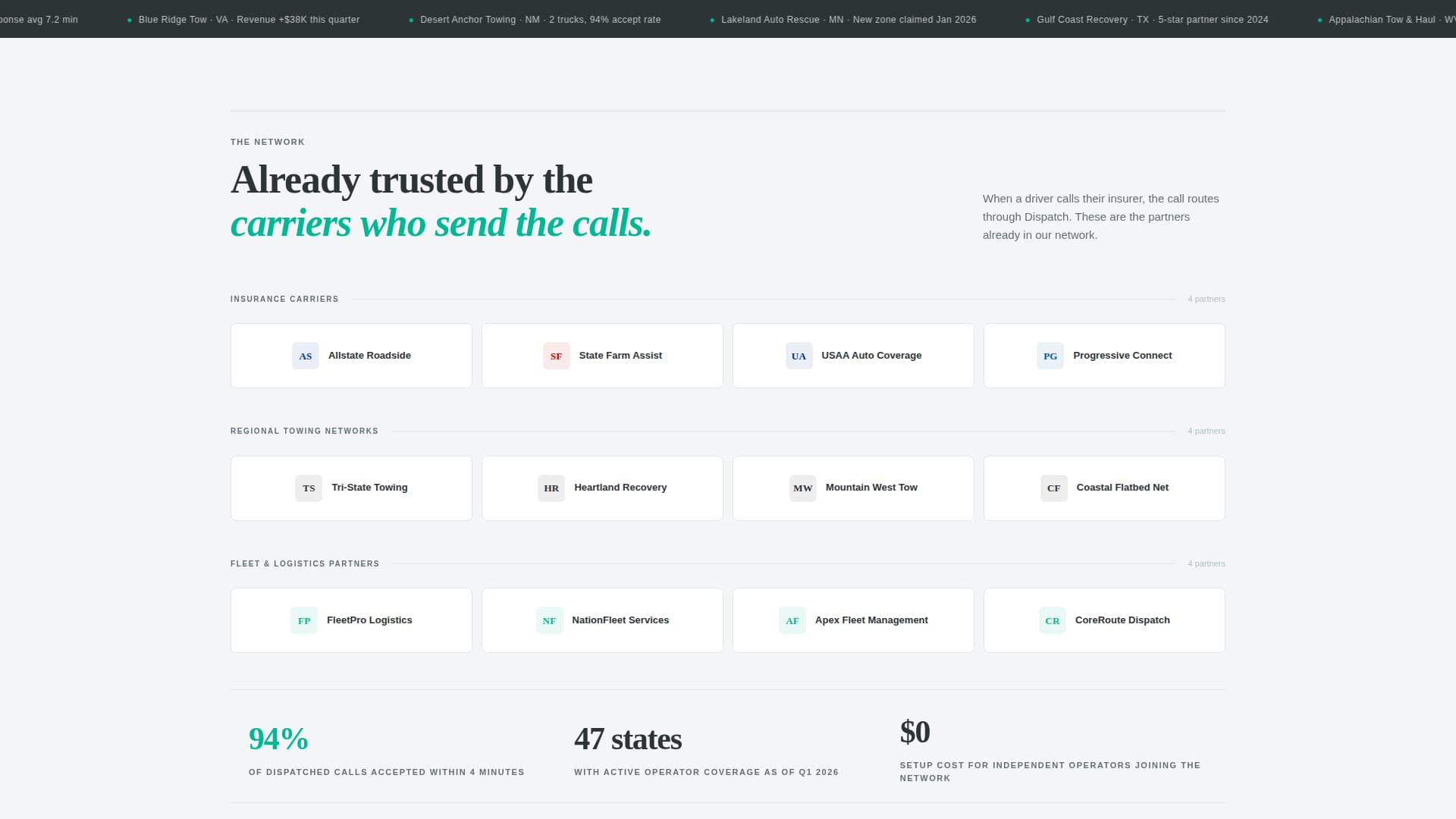 Dispatch — Rapid Tow Truck Service Landing Page Template
