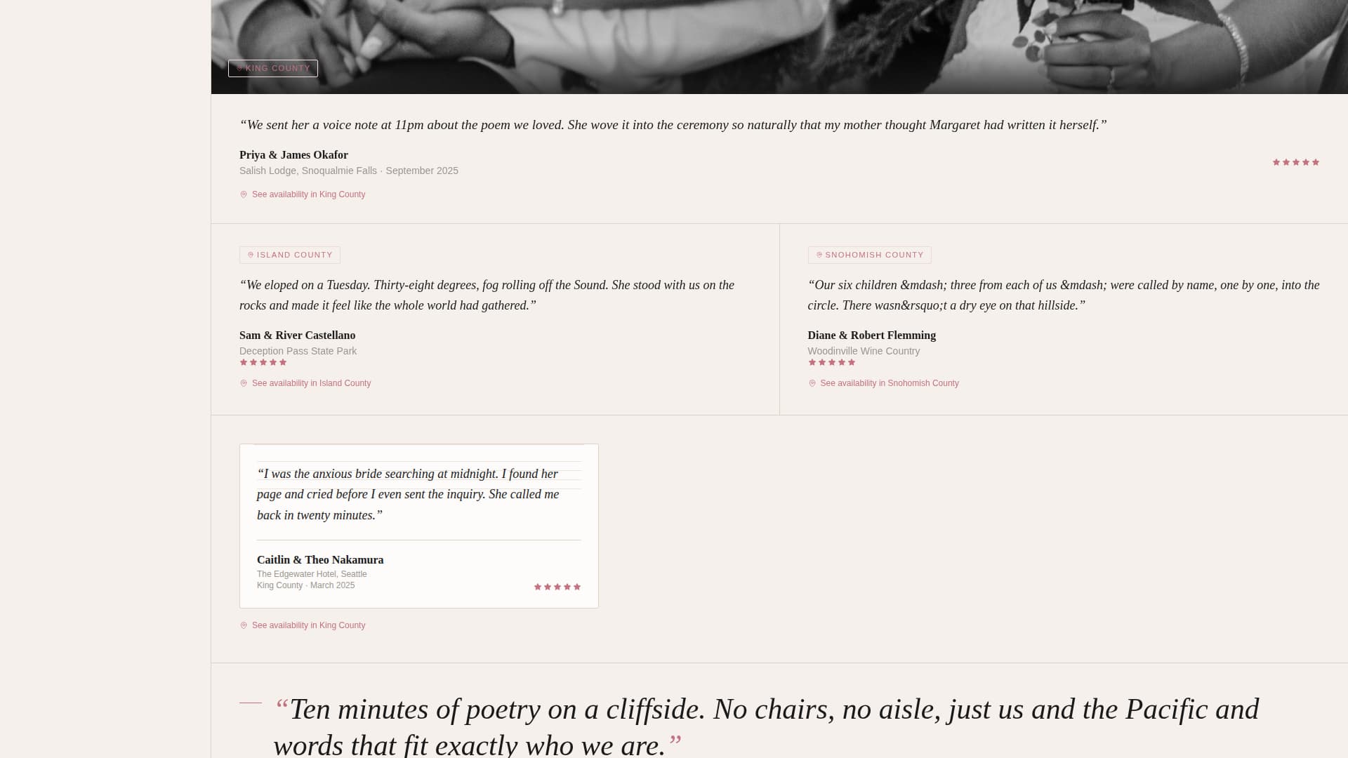 Officiant — Premium Wedding Ceremony Landing Page Template