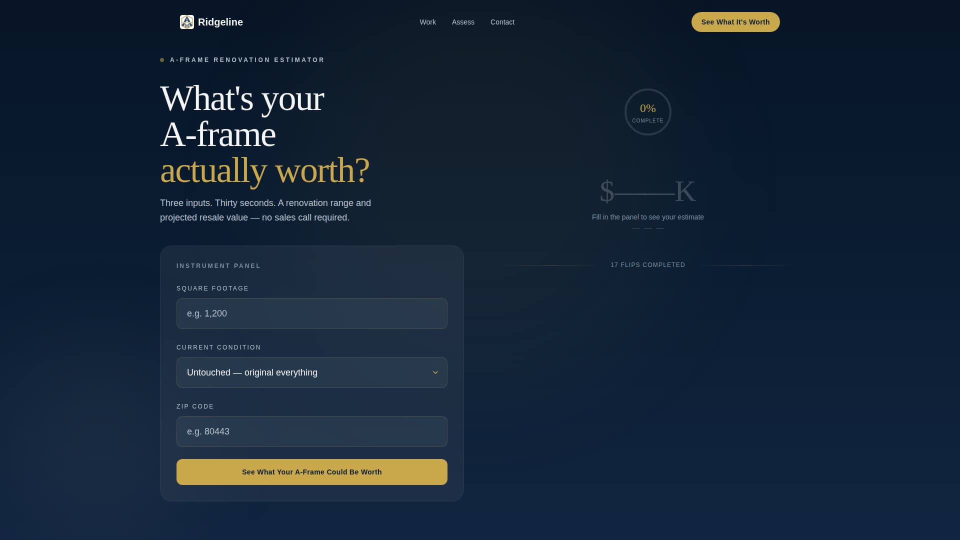 A-Frame House Real Estate Cost Calculator Website Template