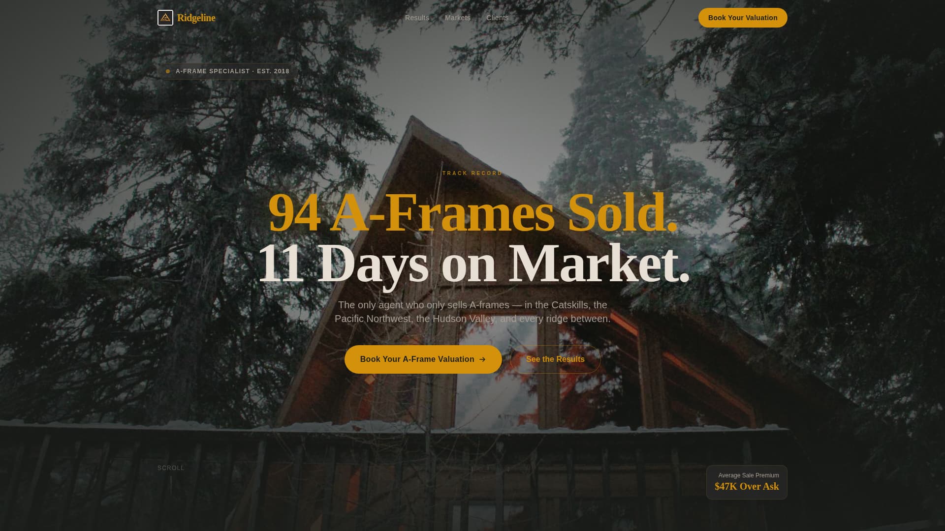 A-Frame House Real Estate Specialist Booking Website Template