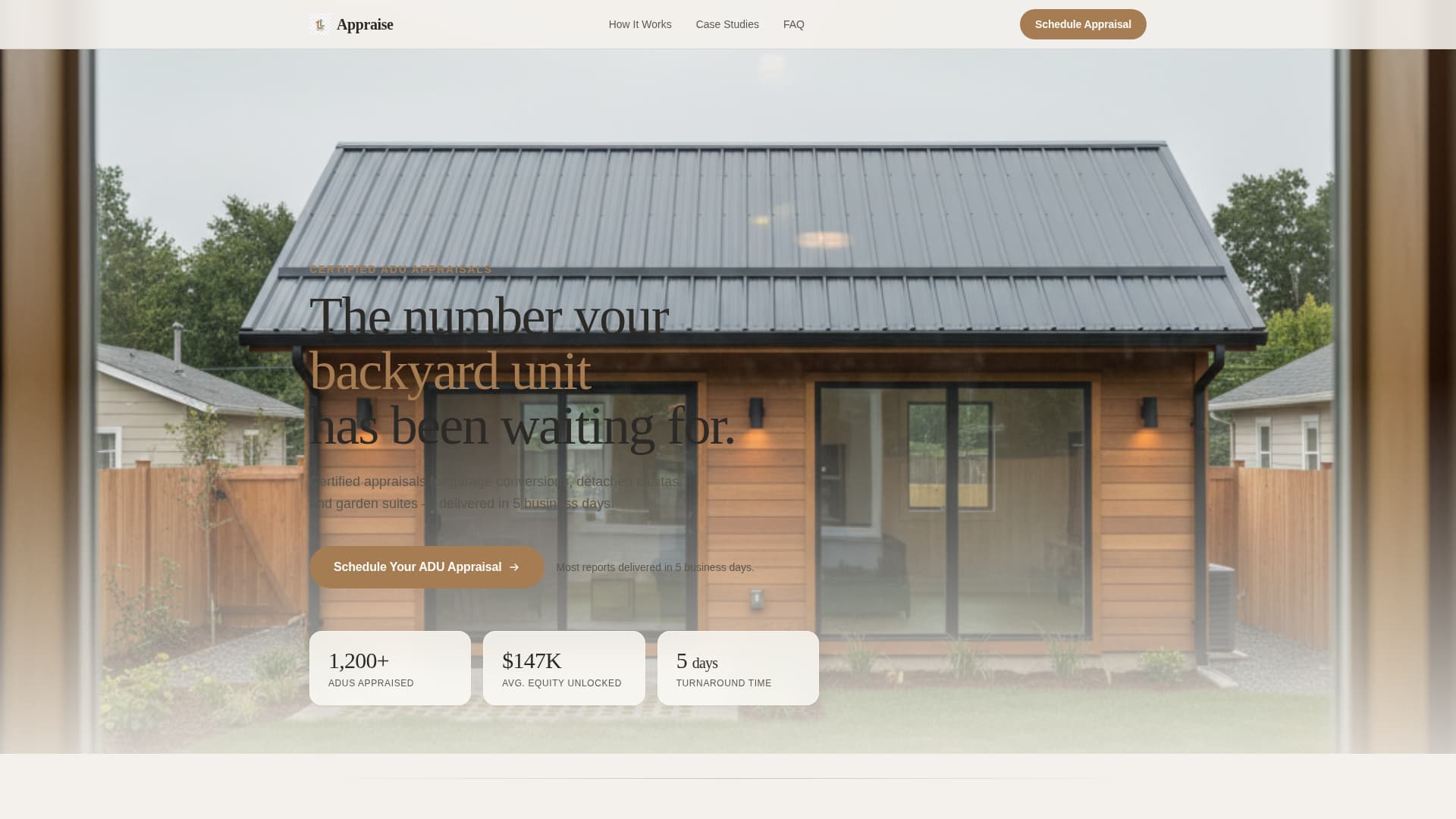 ADU (Accessory Dwelling Unit) Real Estate Booking Website Template