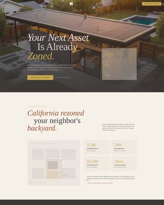 ADU (Accessory Dwelling Unit) Real Estate Cost Calculator Website Template