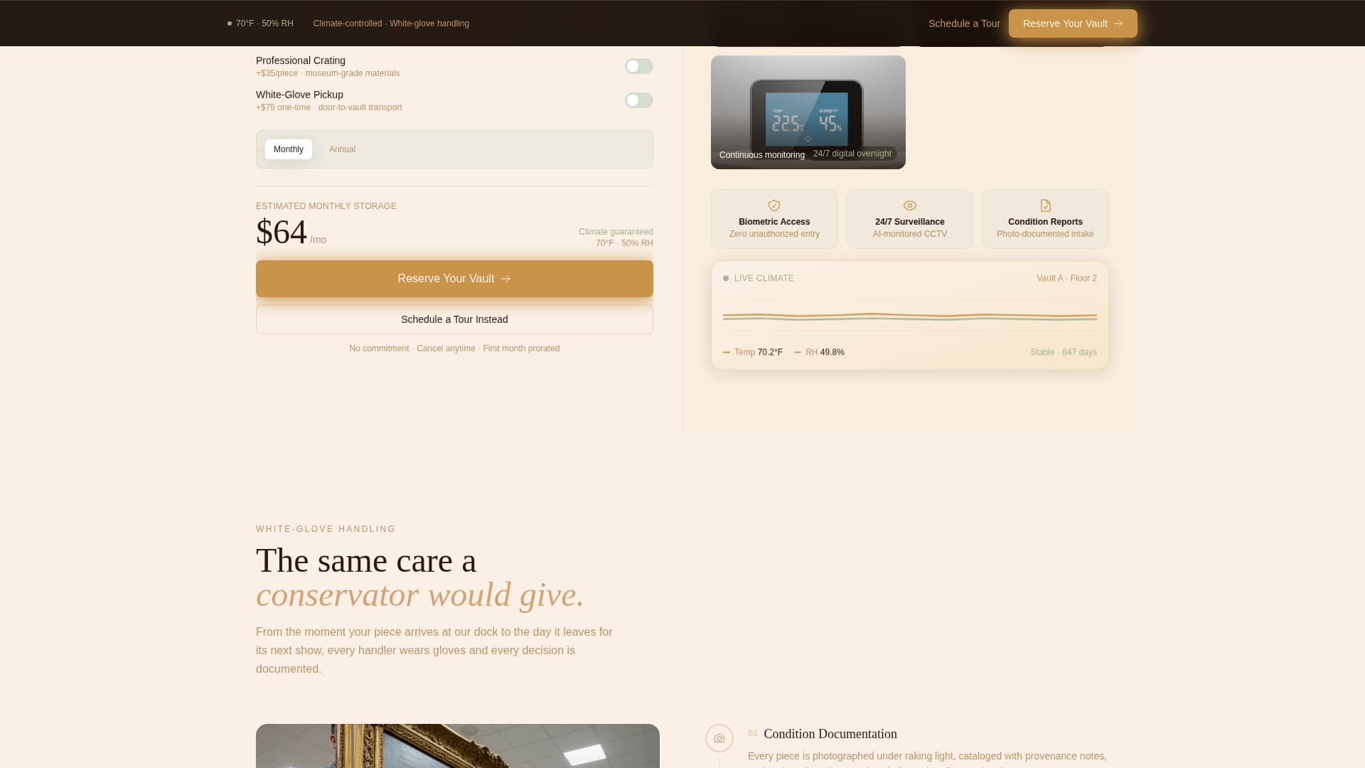 Vault - Premium Art Storage Landing Page Template