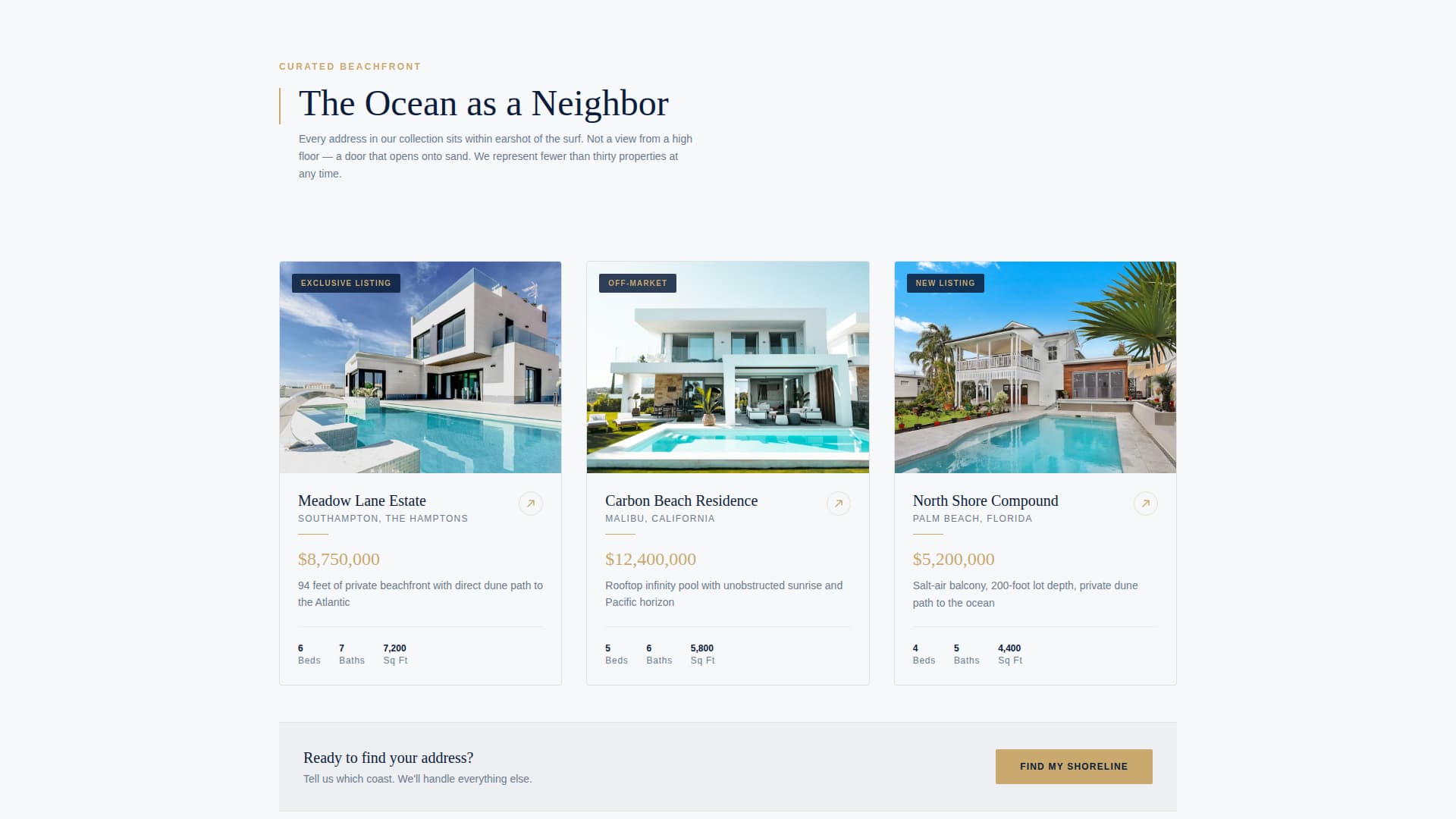 Beachfront Property Real Estate Specialist Professional Website Template
