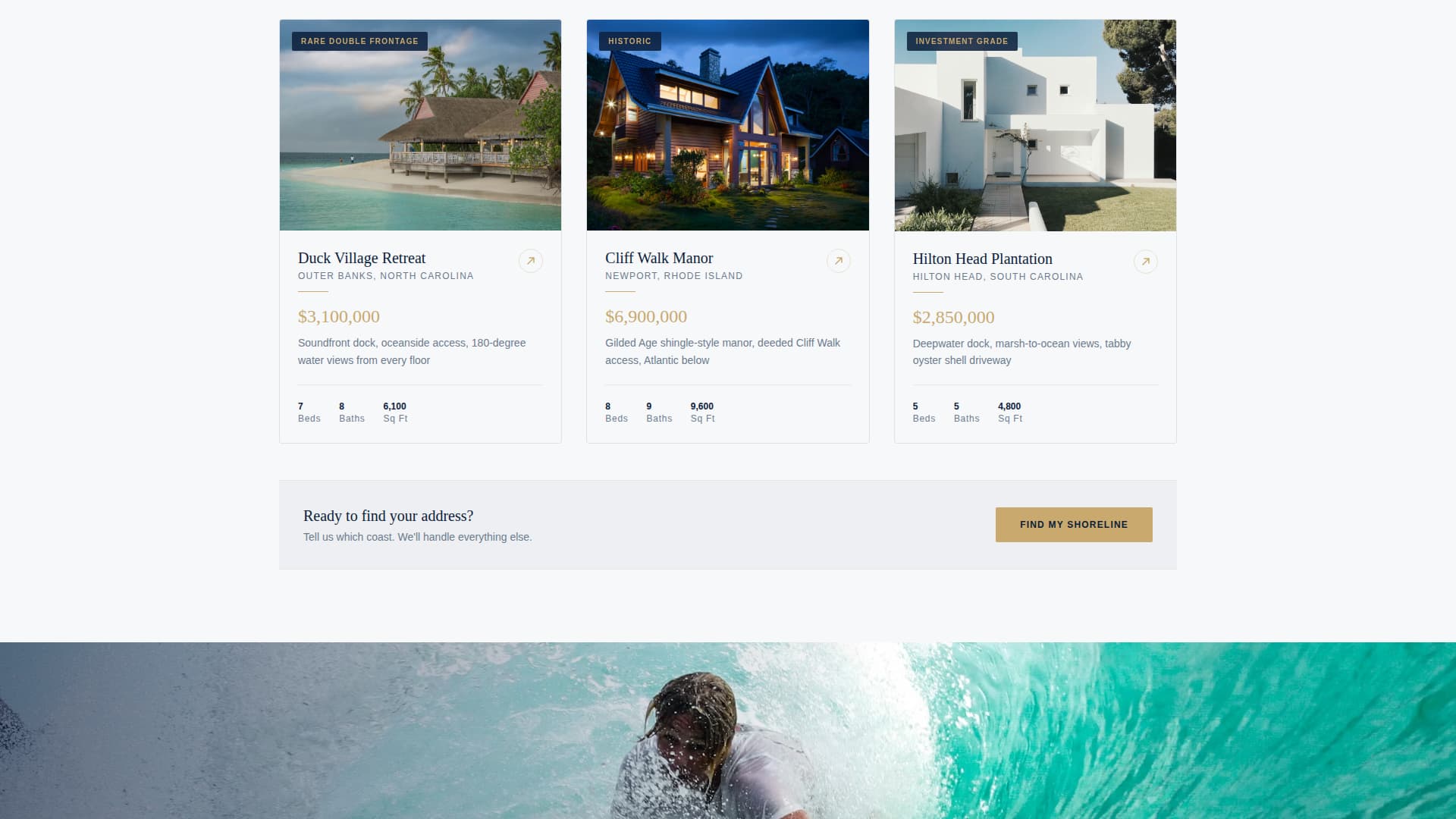 Beachfront Property Real Estate Specialist Professional Website Template
