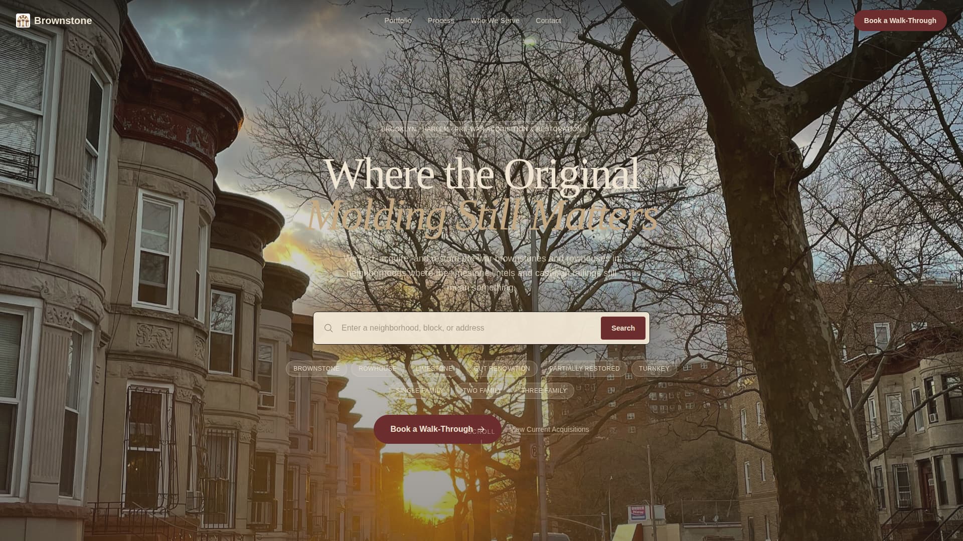 Brownstone & Rowhouse Real Estate Specialist Booking Website Template
