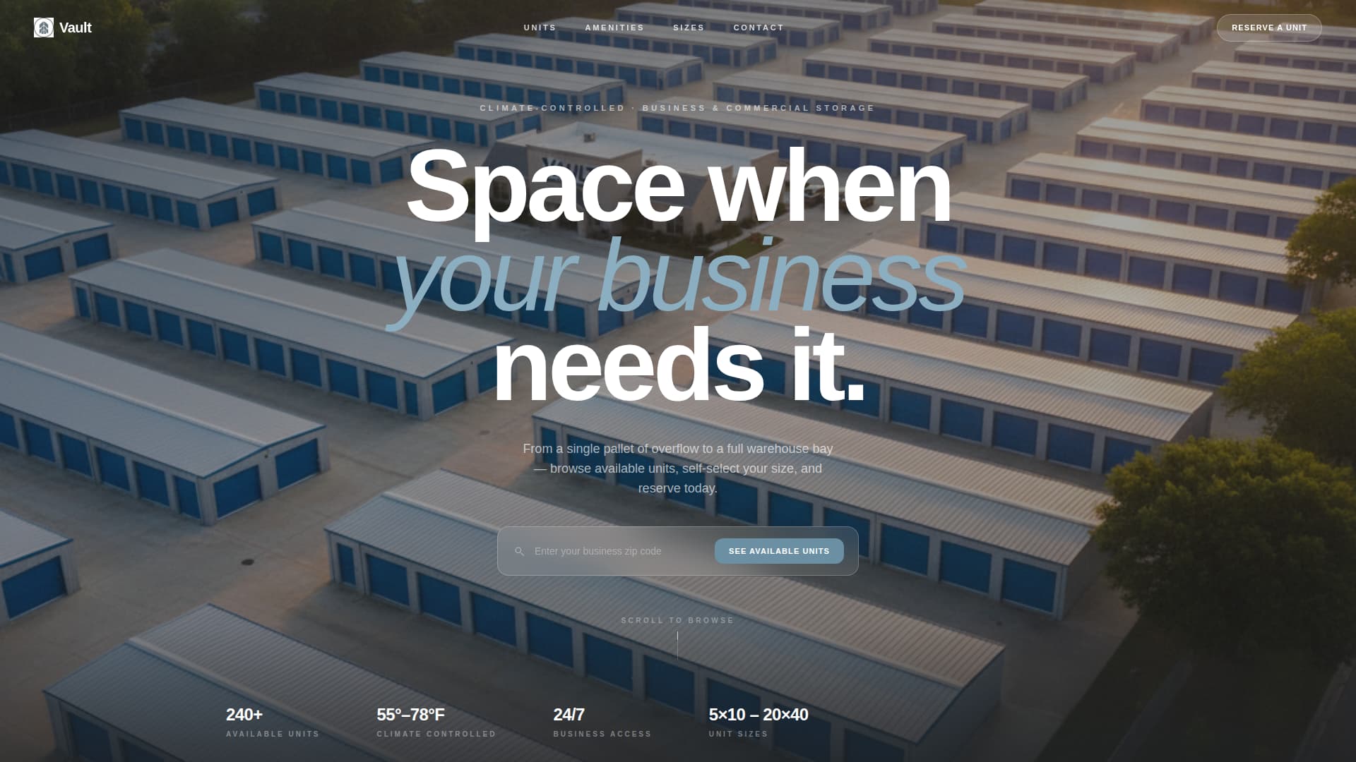 Self-Storage & Mini-Storage Specialist Professional Website Template