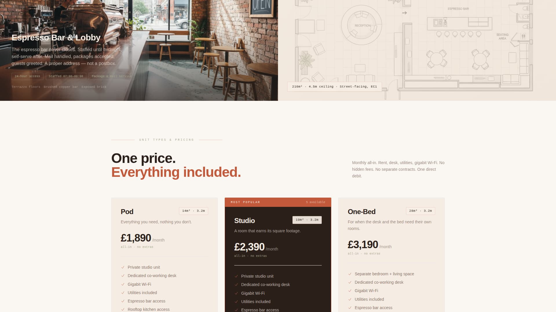 Co-Working & Shared Office Pricing Website Template