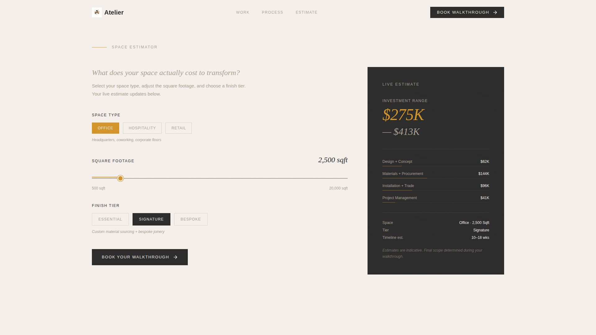 Interior Design Studio Pricing Website Template