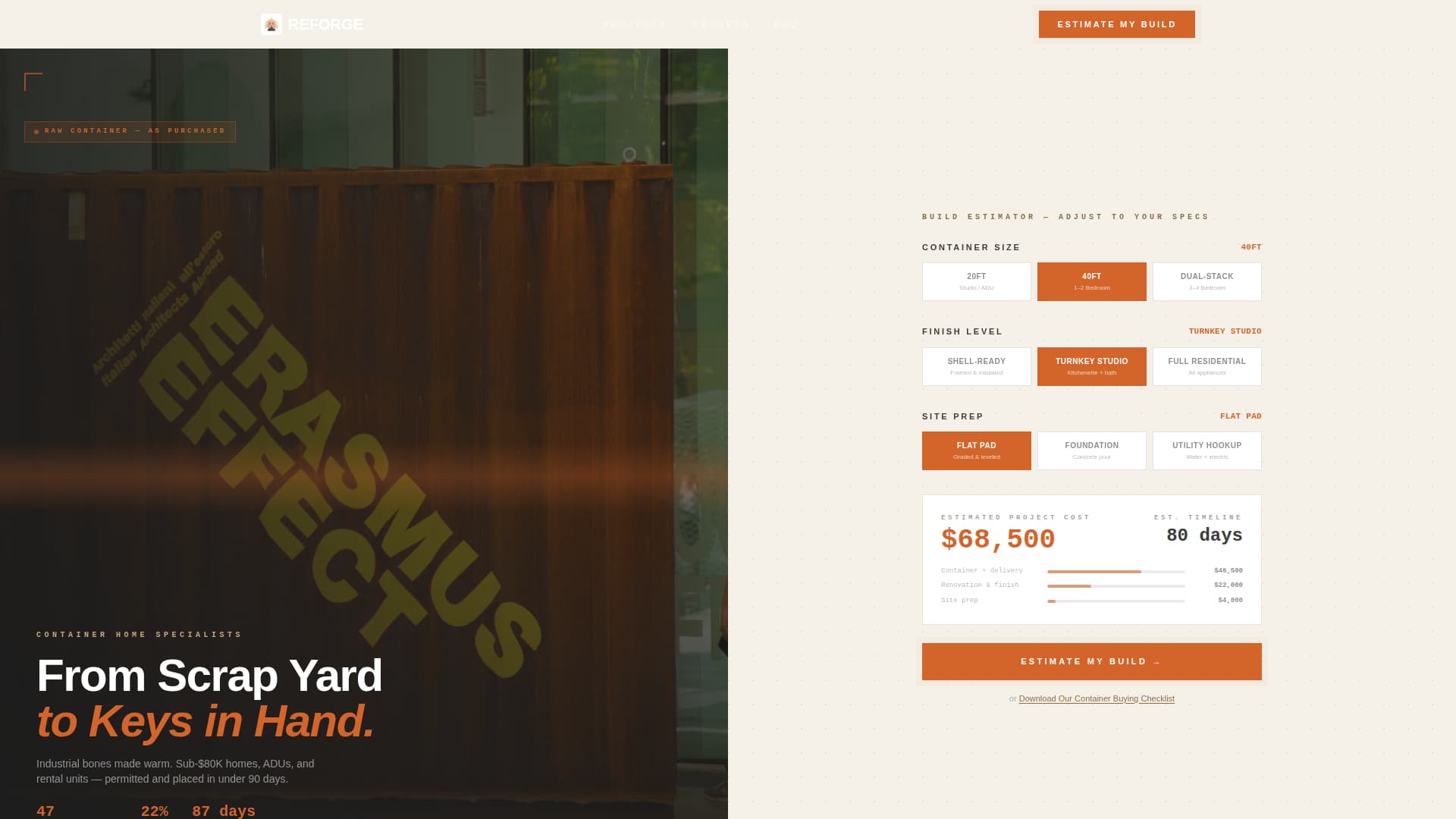 Reforge - Industrial Container Home Landing Page Template