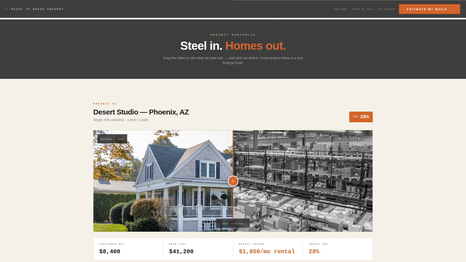 Reforge - Industrial Container Home Landing Page Template