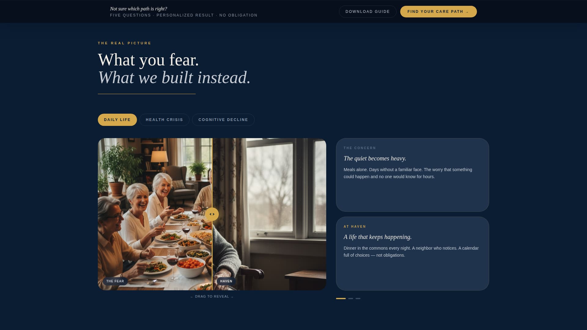 Haven - Immersive Retirement Landing Page Template