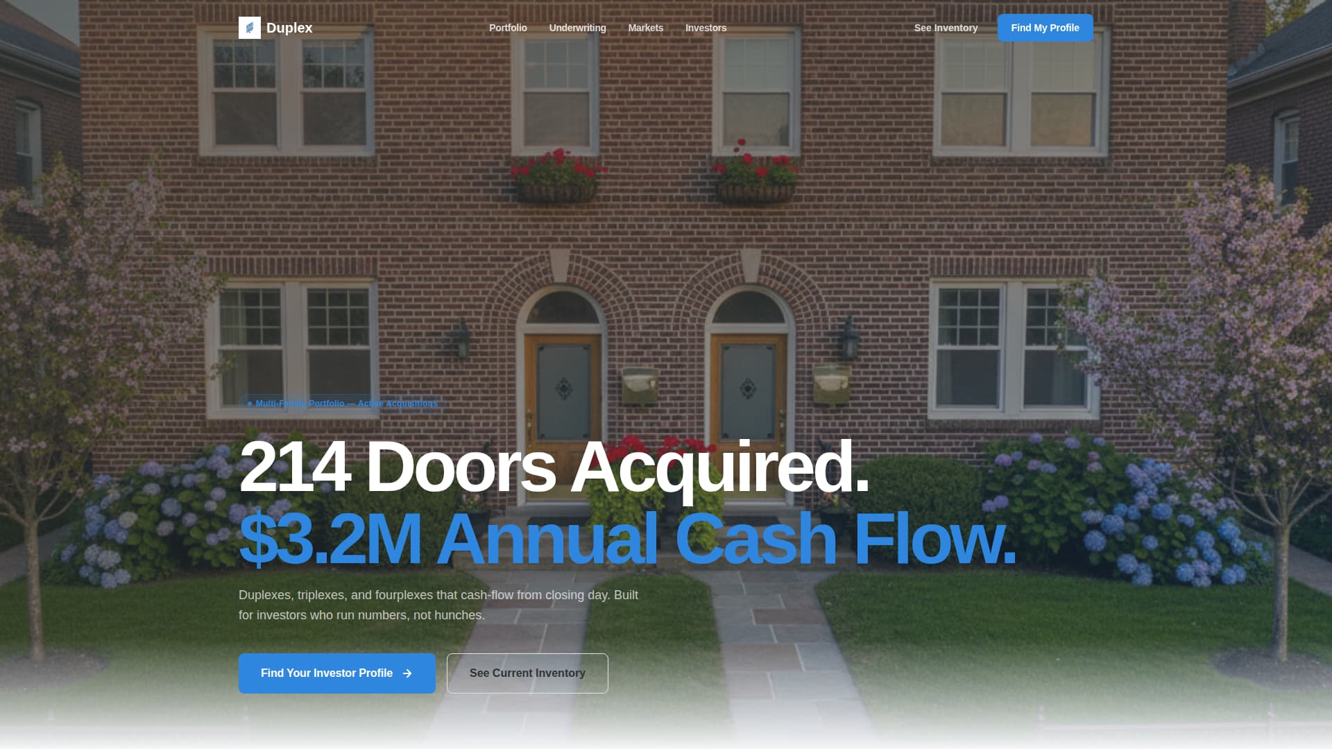 Specialist Duplex & Multi-Family Real Estate Portfolio & Case Study Website Template