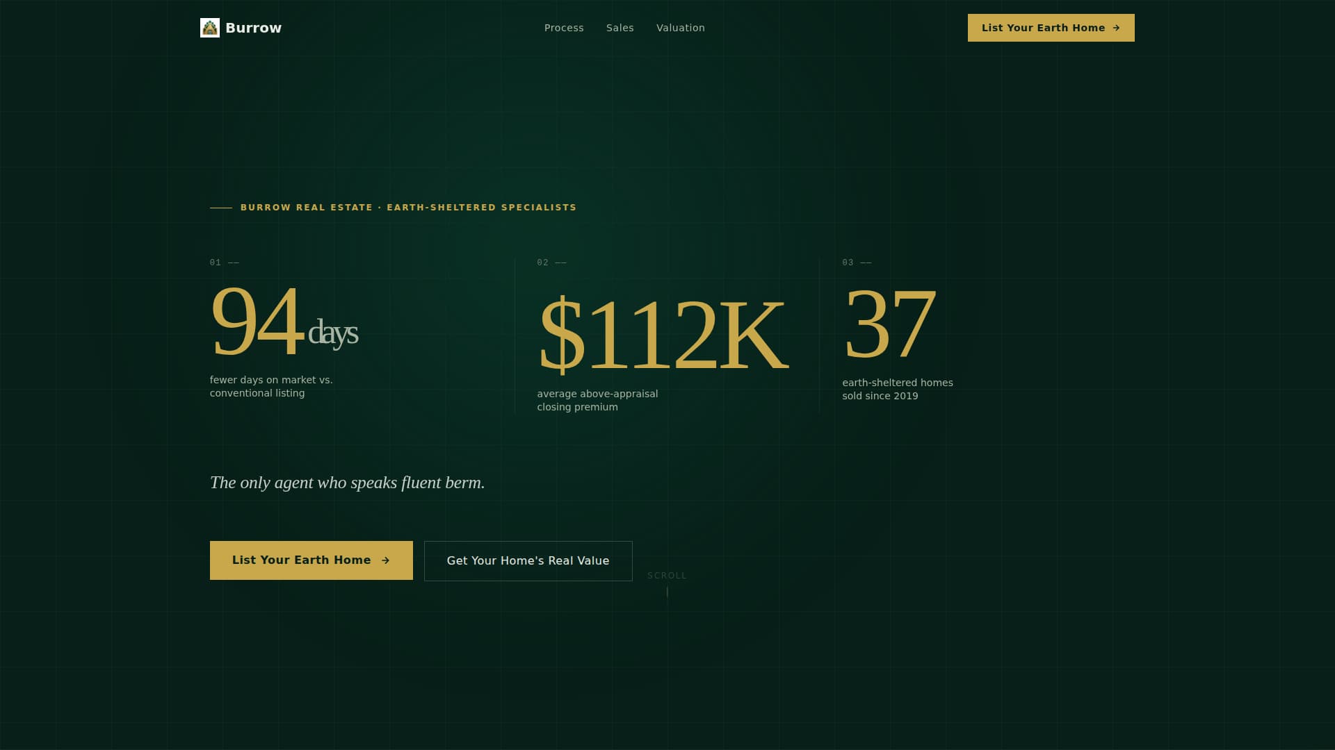 Burrow - Subterranean Realty Landing Page Template