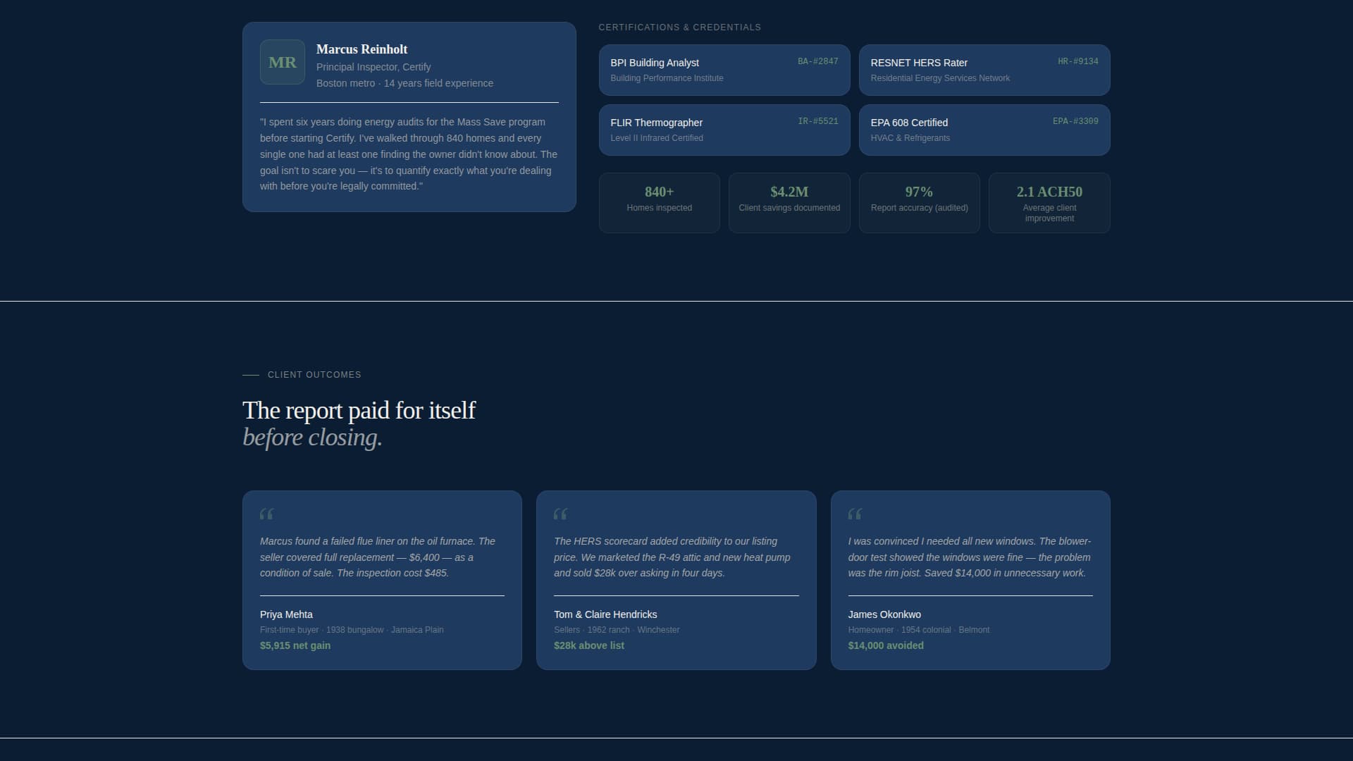 Certify - Diagnostic Green Home Landing Page Template