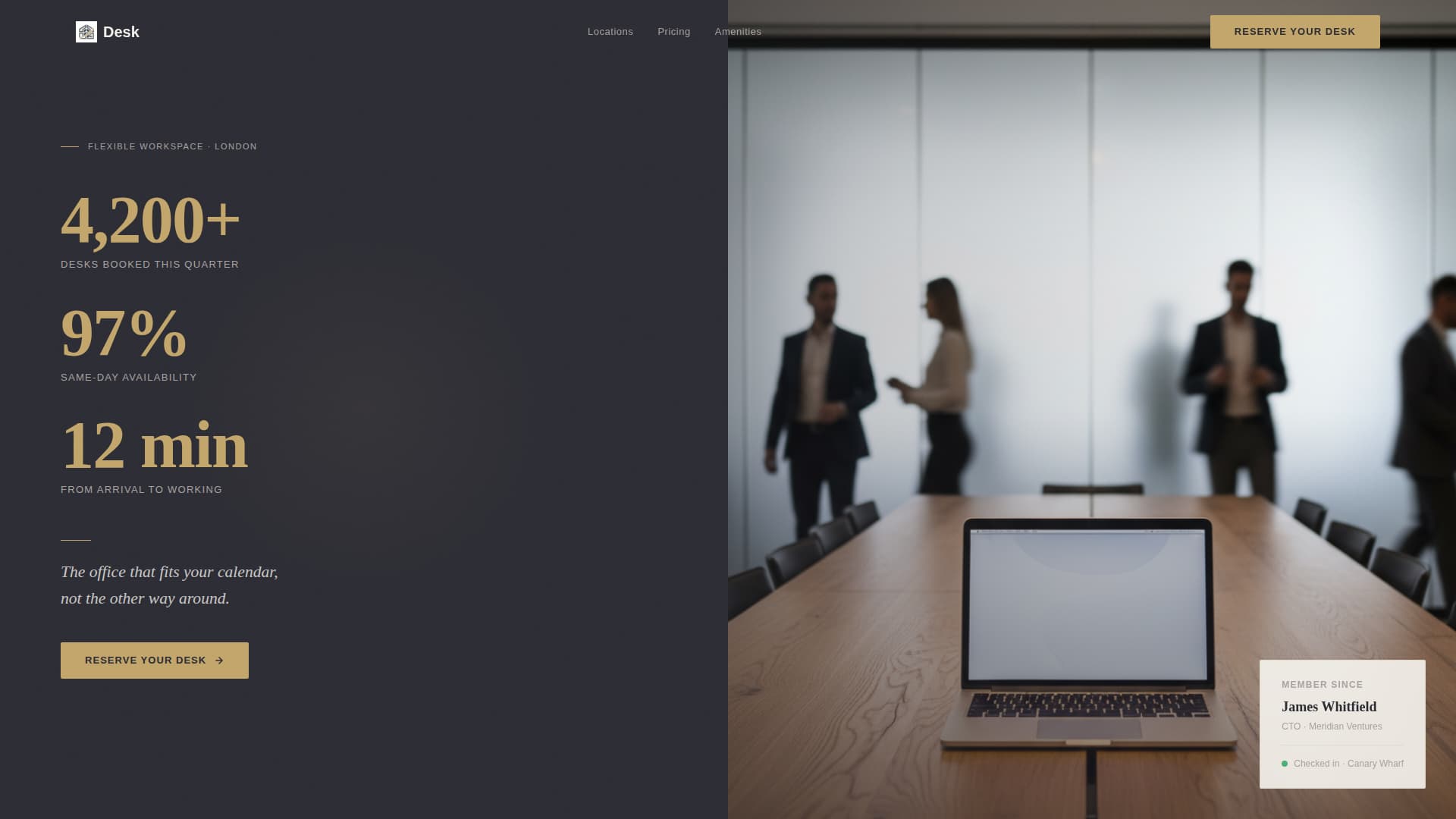 Desk - Prestigious Coworking Landing Page Template