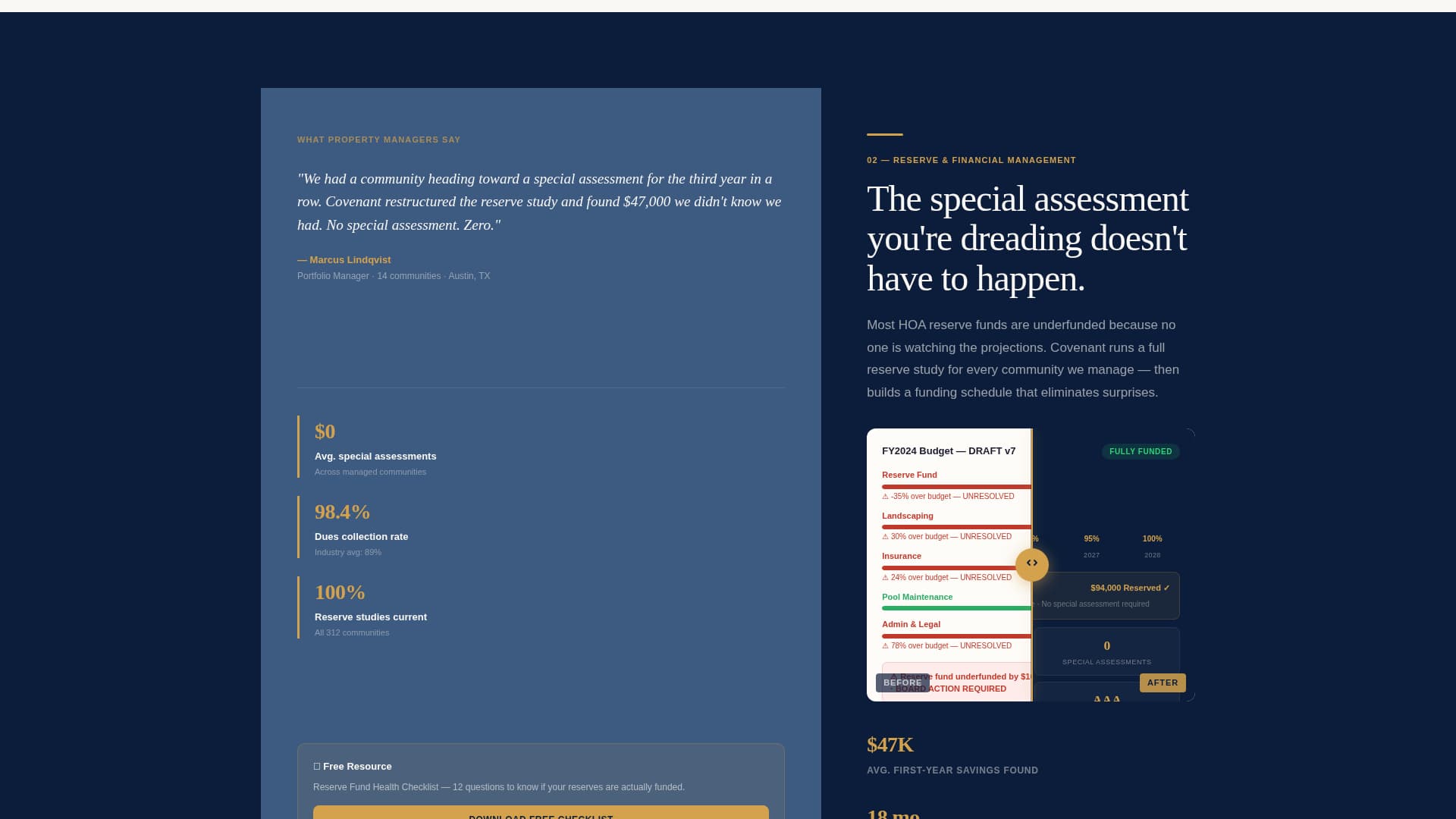 Covenant - Authoritative HOA Landing Page Template