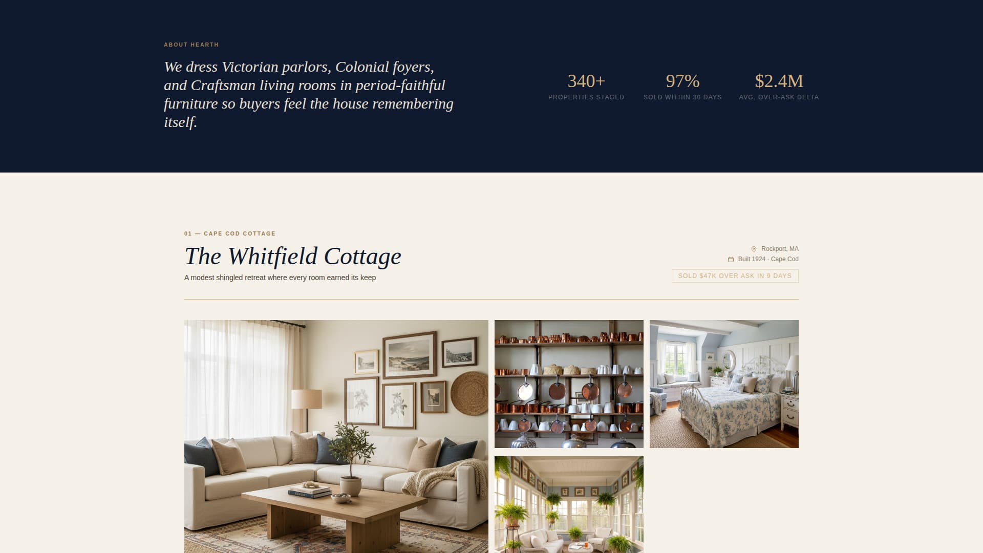 Hearth - Timeless Staging Landing Page Template