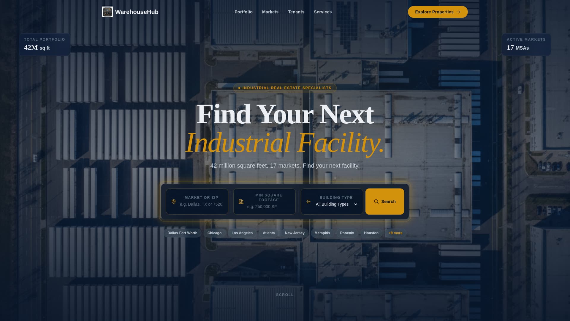 Warehouse Hub - Precision Industrial Landing Page Template