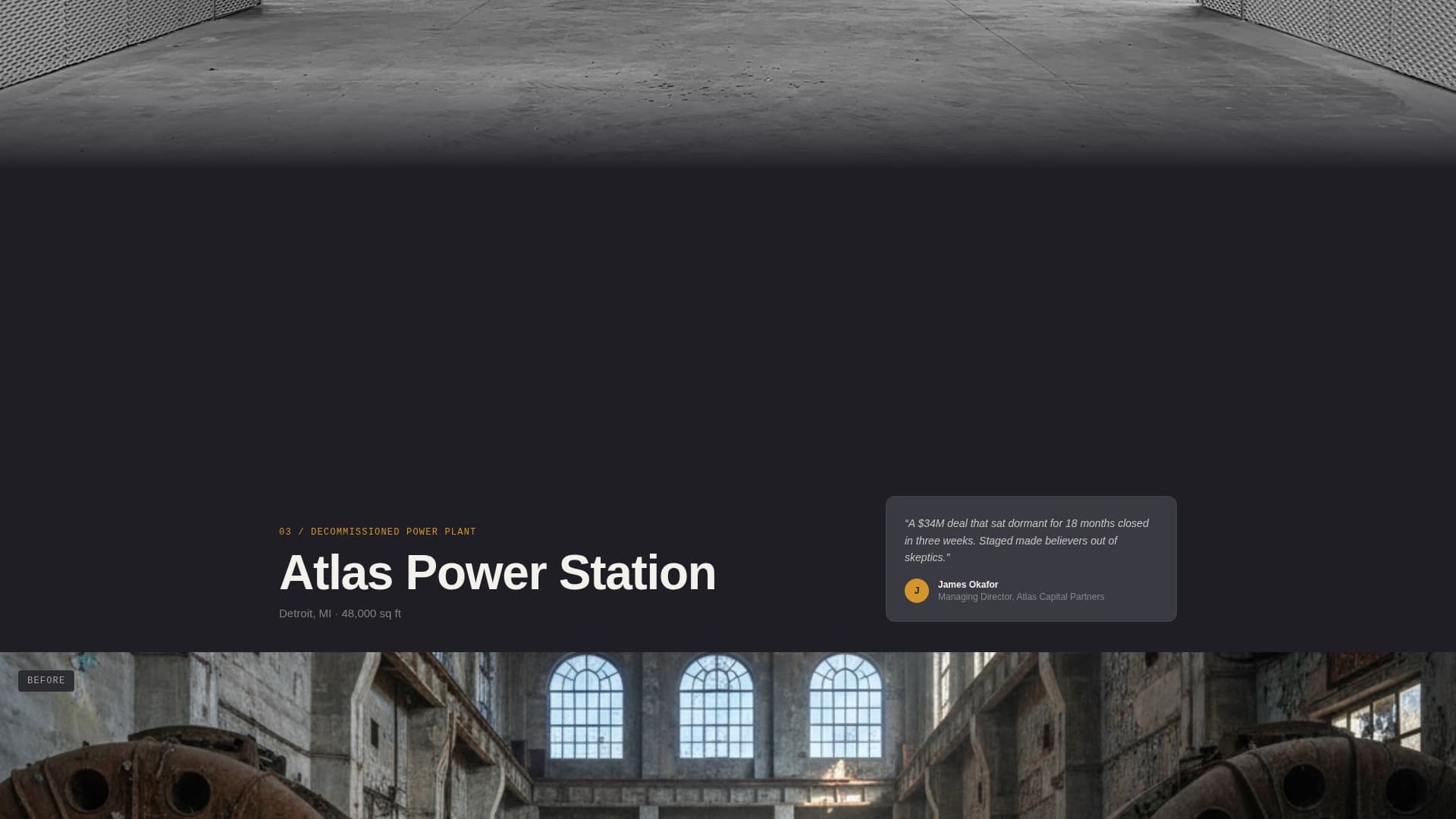 Staged - Transformative Industrial Warehouse Landing Page Template