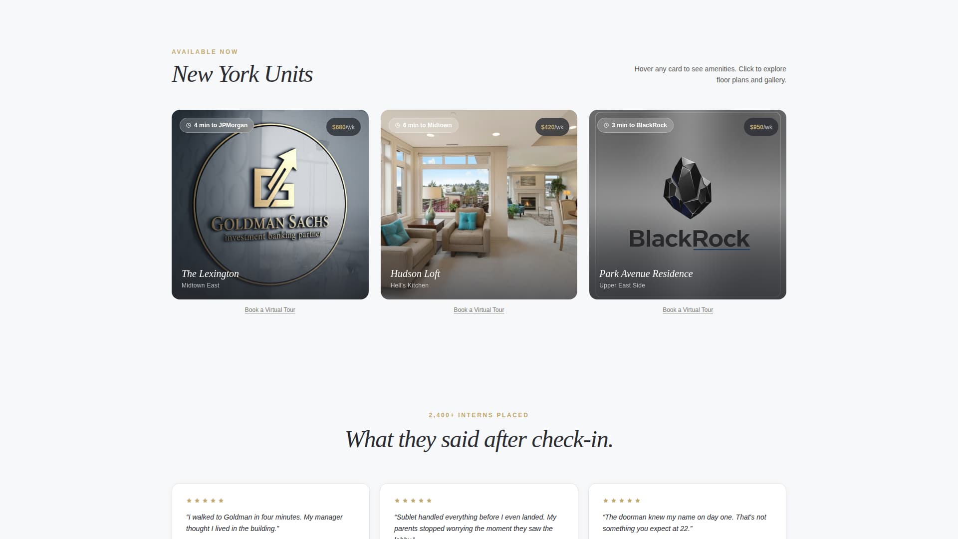 Sublet - Premium Intern Housing Landing Page Template
